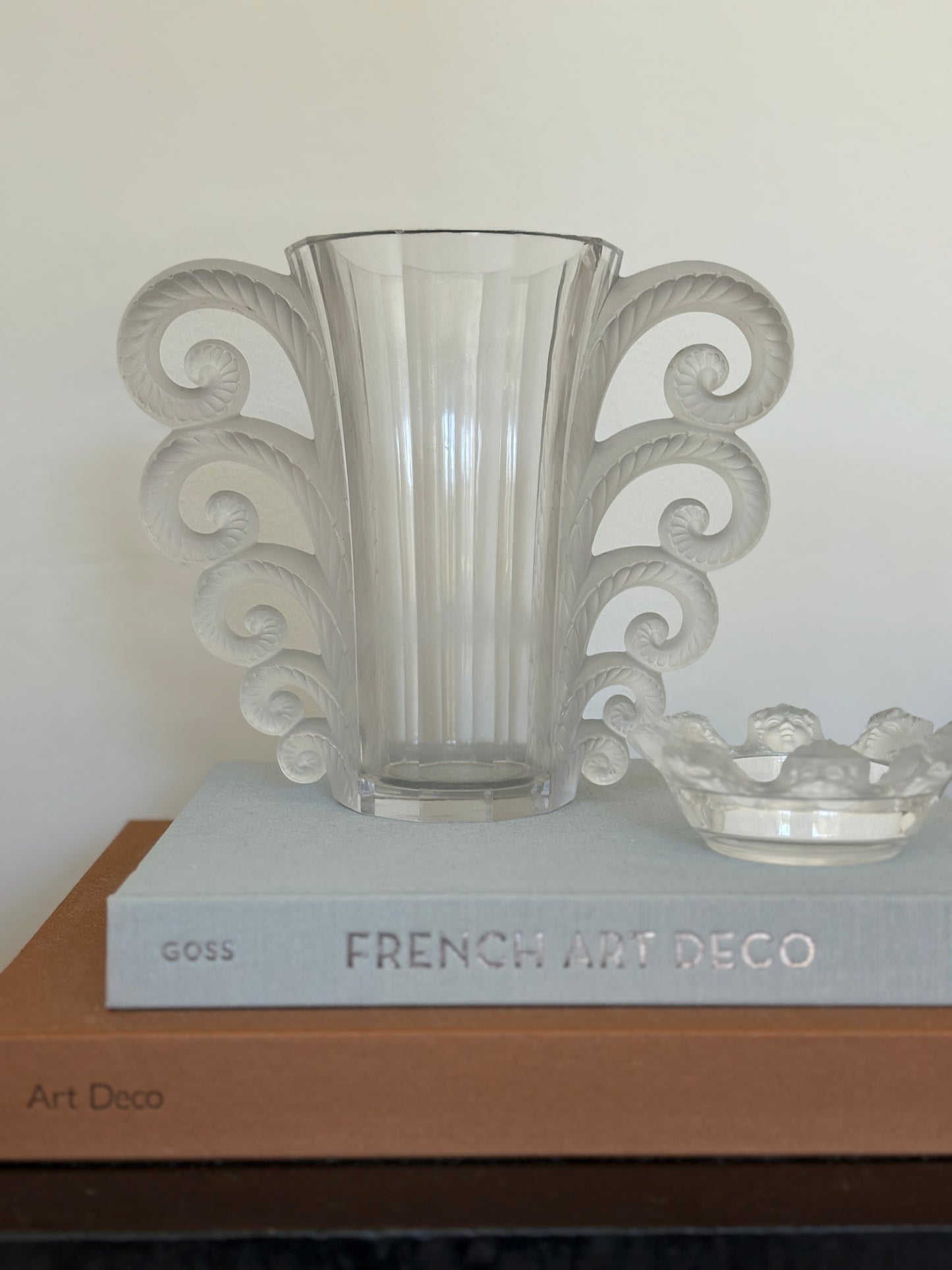 1930s Lalique Beauvais Art Deco Vase with Scroll Handles | Collectors Gene Collectibles