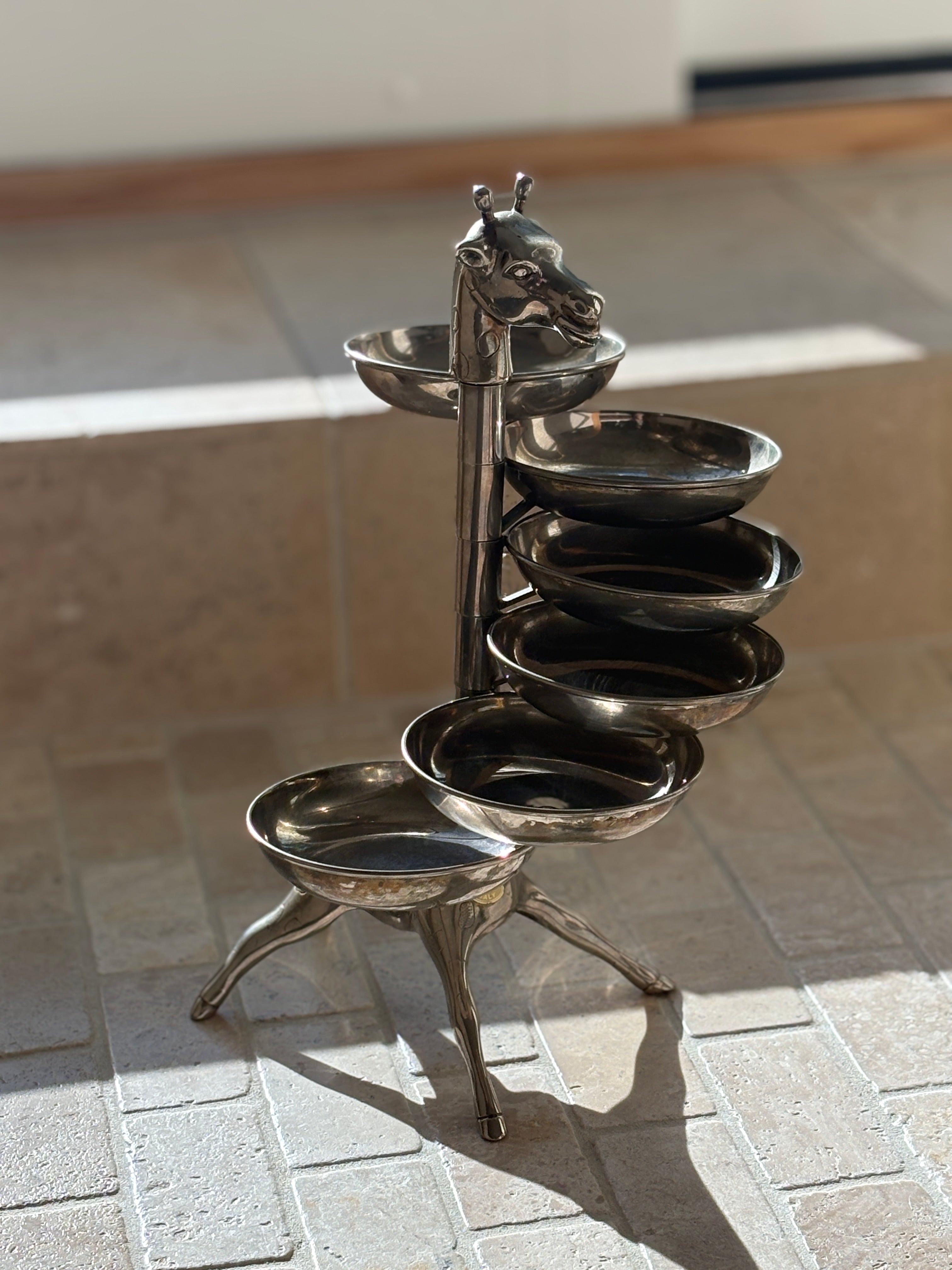 1960s Italian Giraffe Serving Stand with 6 Articulating Swivel Bowls | Collectors Gene