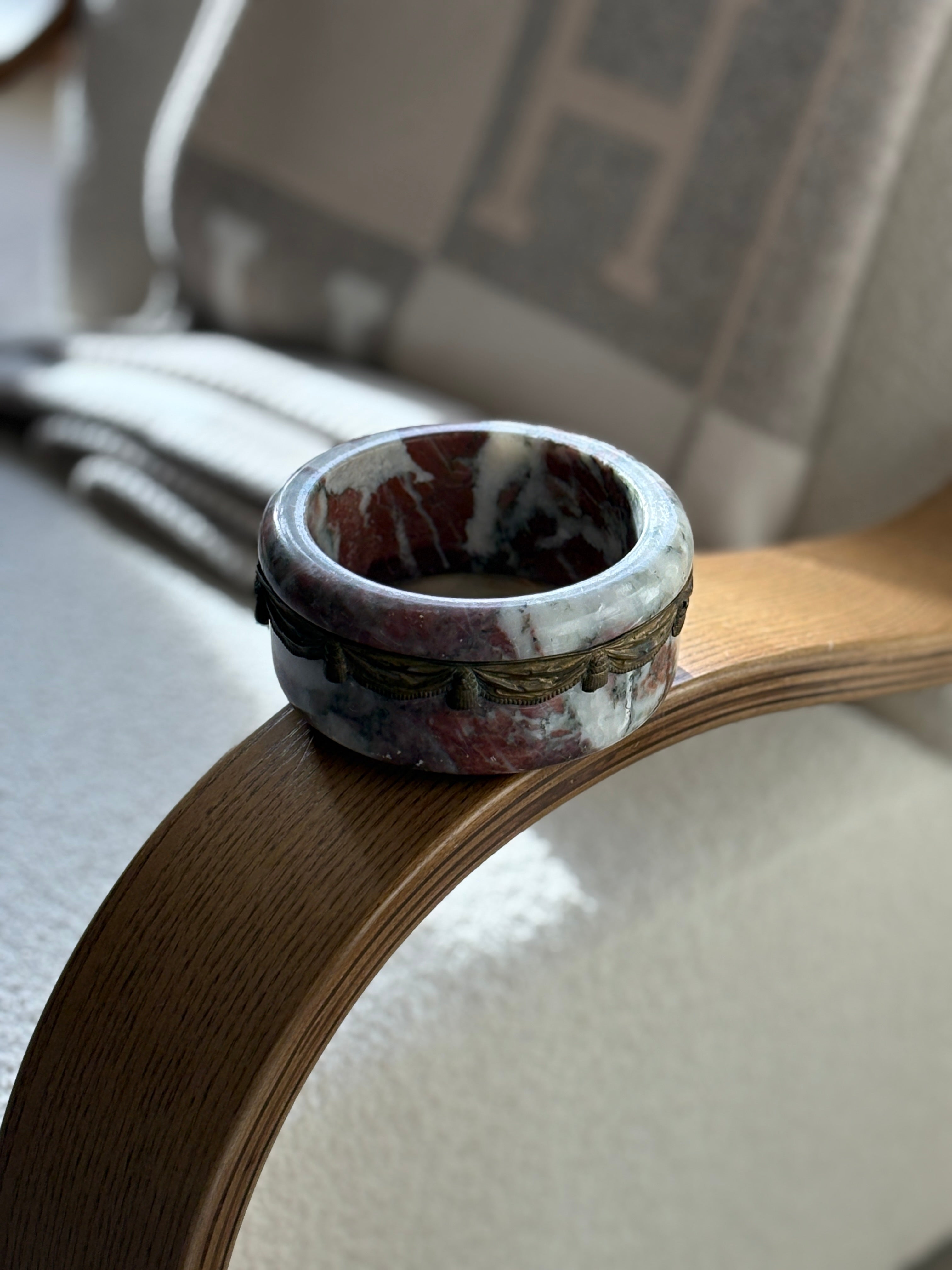 19th Century French Marble Bottle Coaster with Gilt-Bronze Tassel Collar | Collectors Gene