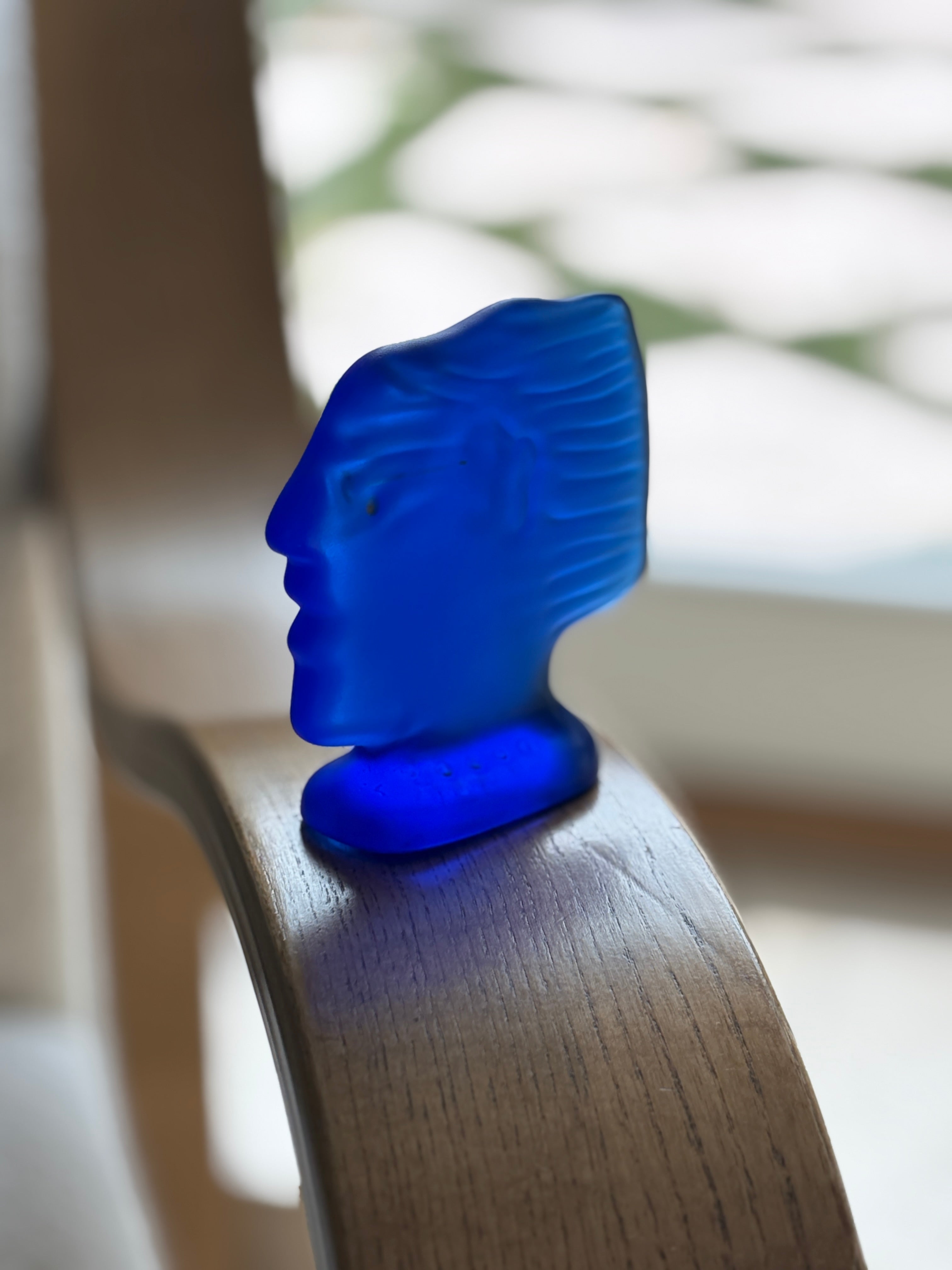 Alekos Fassianos for Daum Kallisti BlueGlass Head Sculpture c.1980 | Collectors Gene
