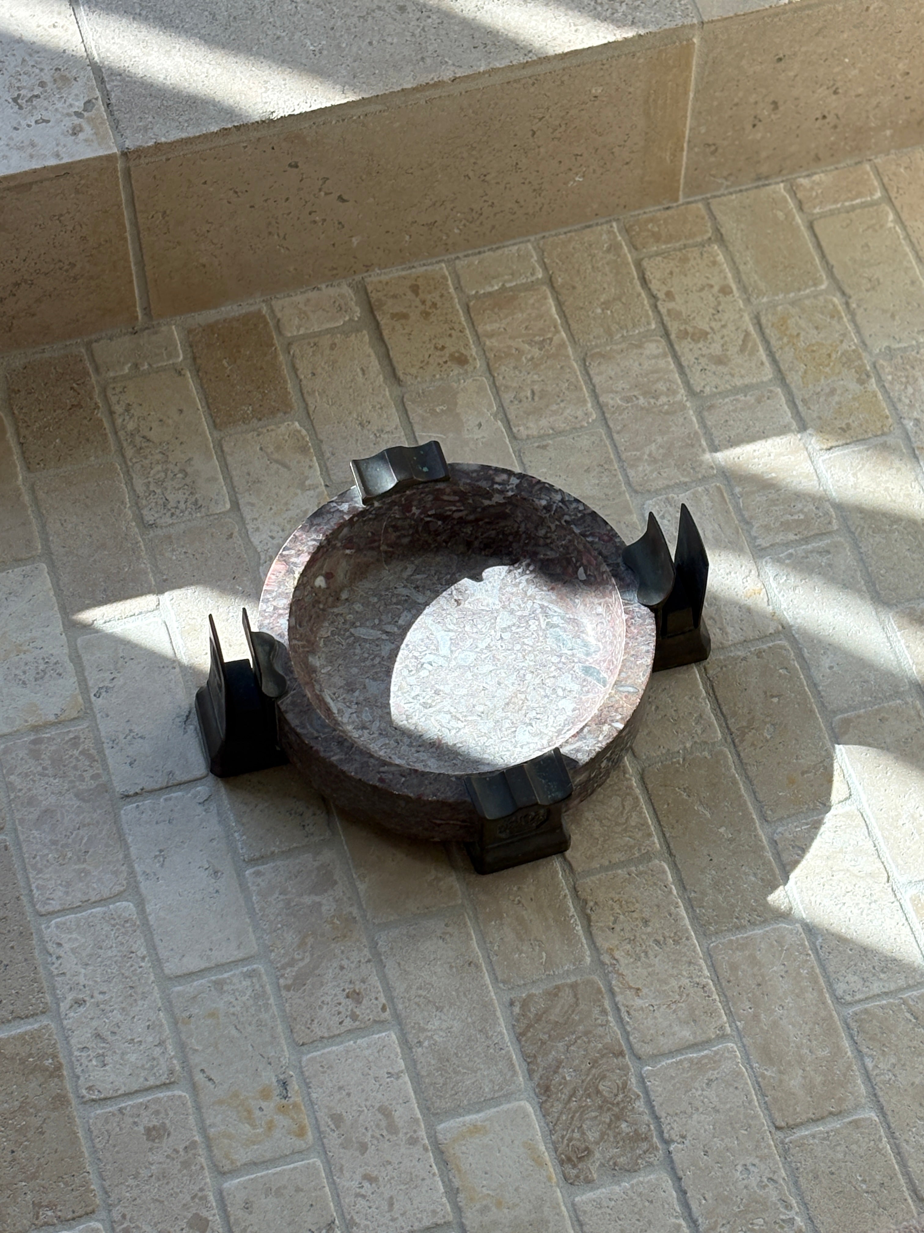 Art Deco Marble Bronze Cigar Ashtray with Integrated Match Holder Relief | Collectors Gene