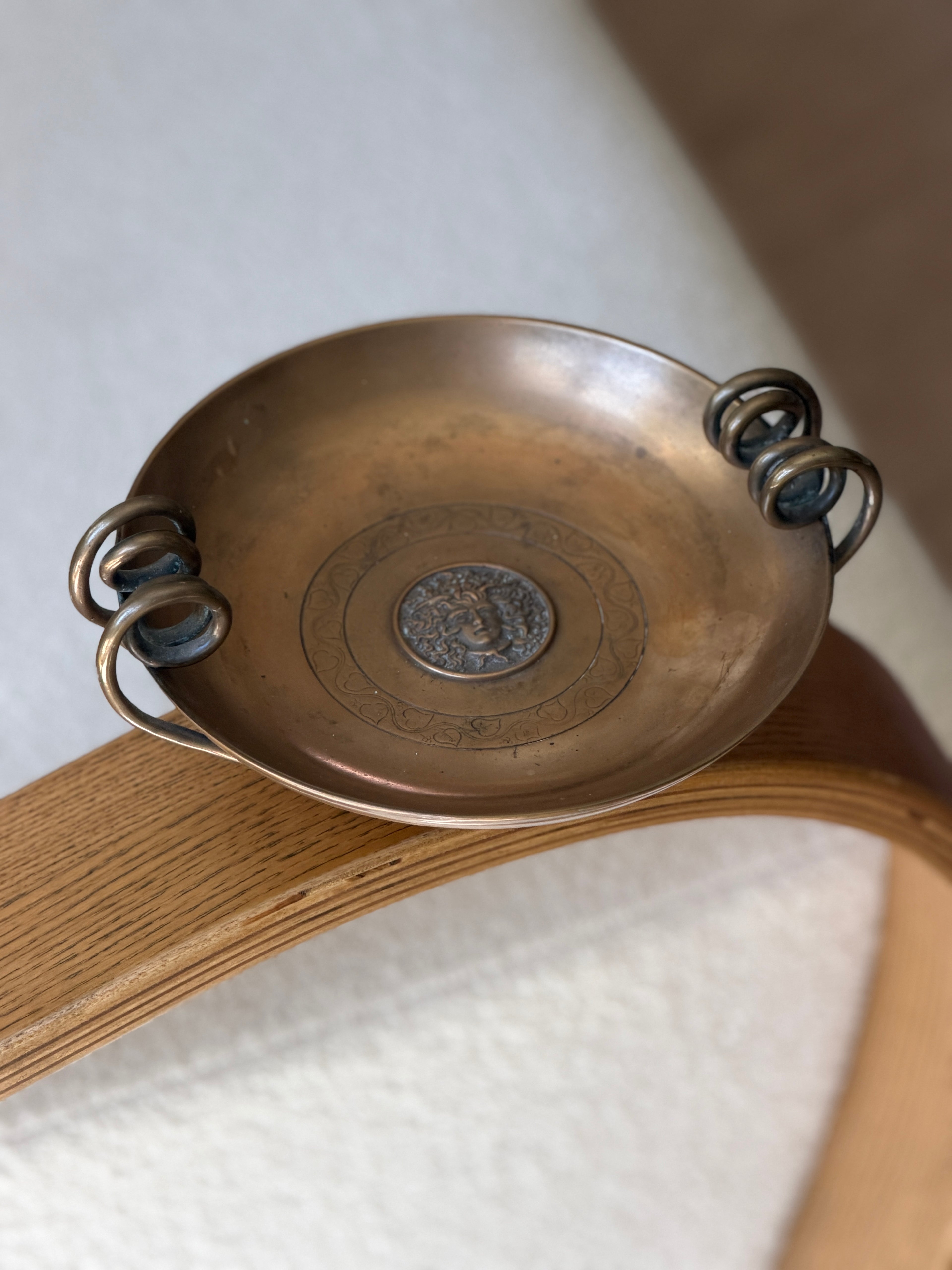 Bronze Art Nouveau Medusa Bowl with Scroll Handles