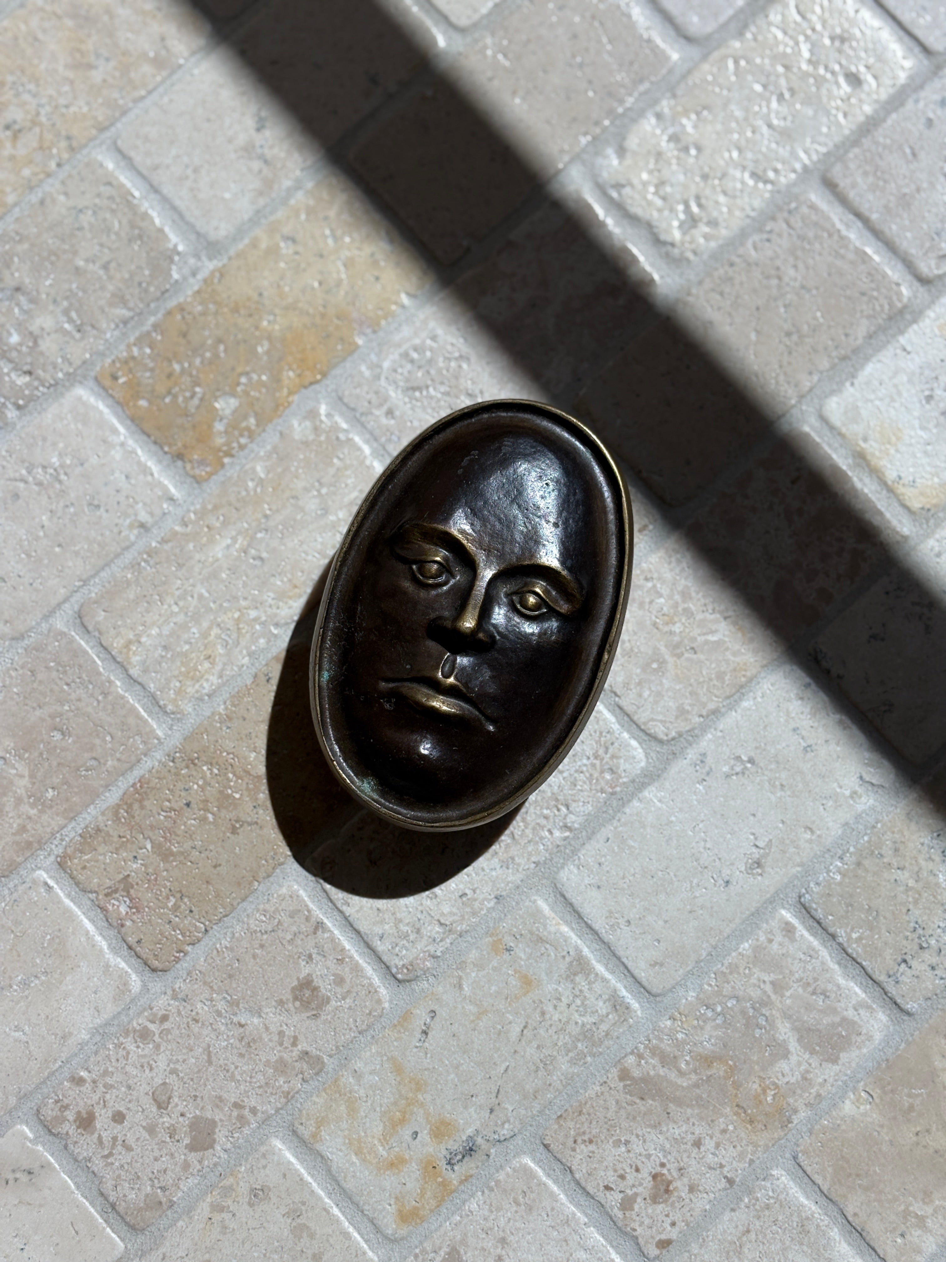 Bronze Face Box Sculpture by Nelles Studio - c.1980 | Collectors Gene