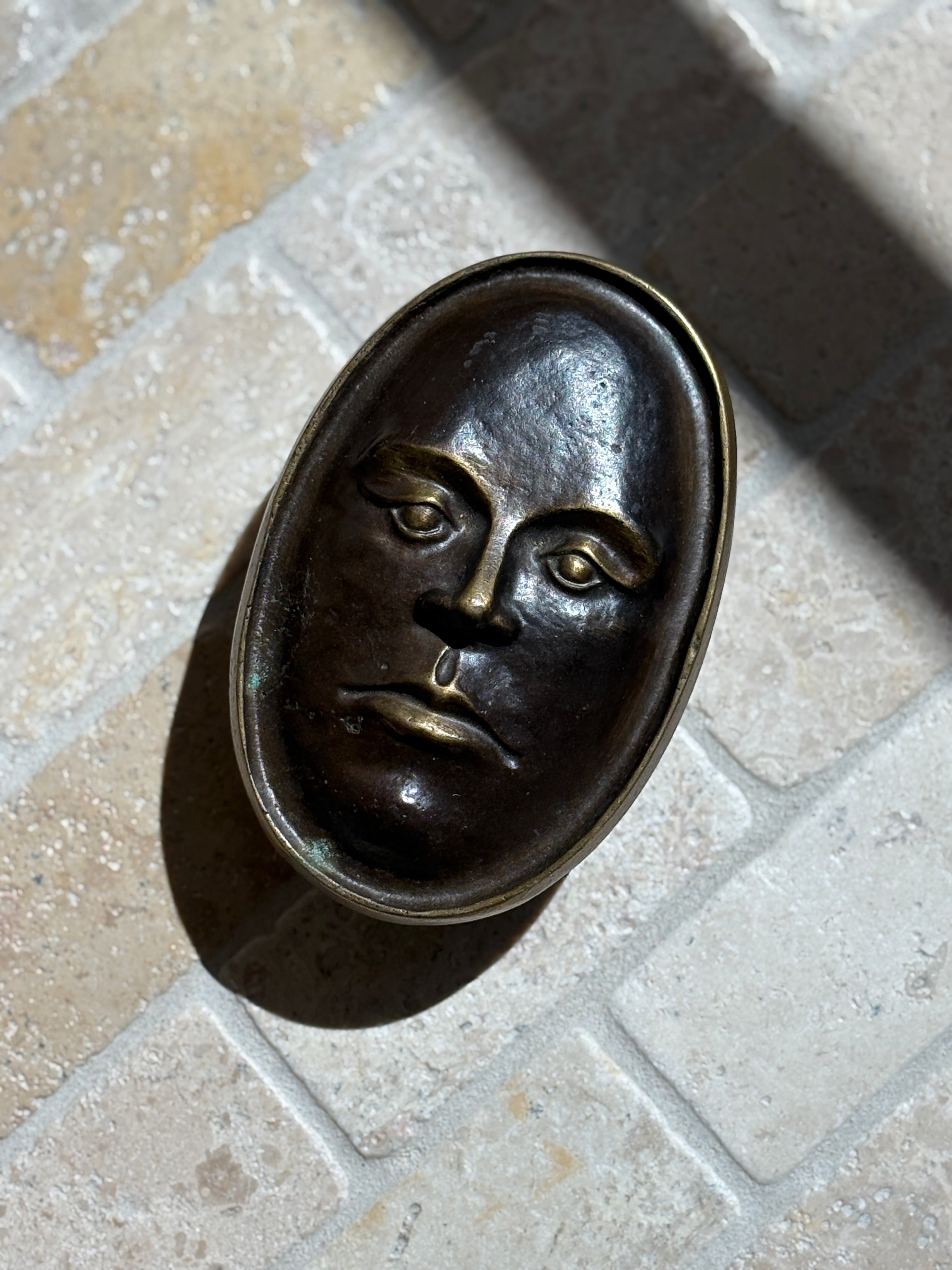 Bronze Face Box Sculpture by Nelles Studio - c.1980 | Collectors Gene