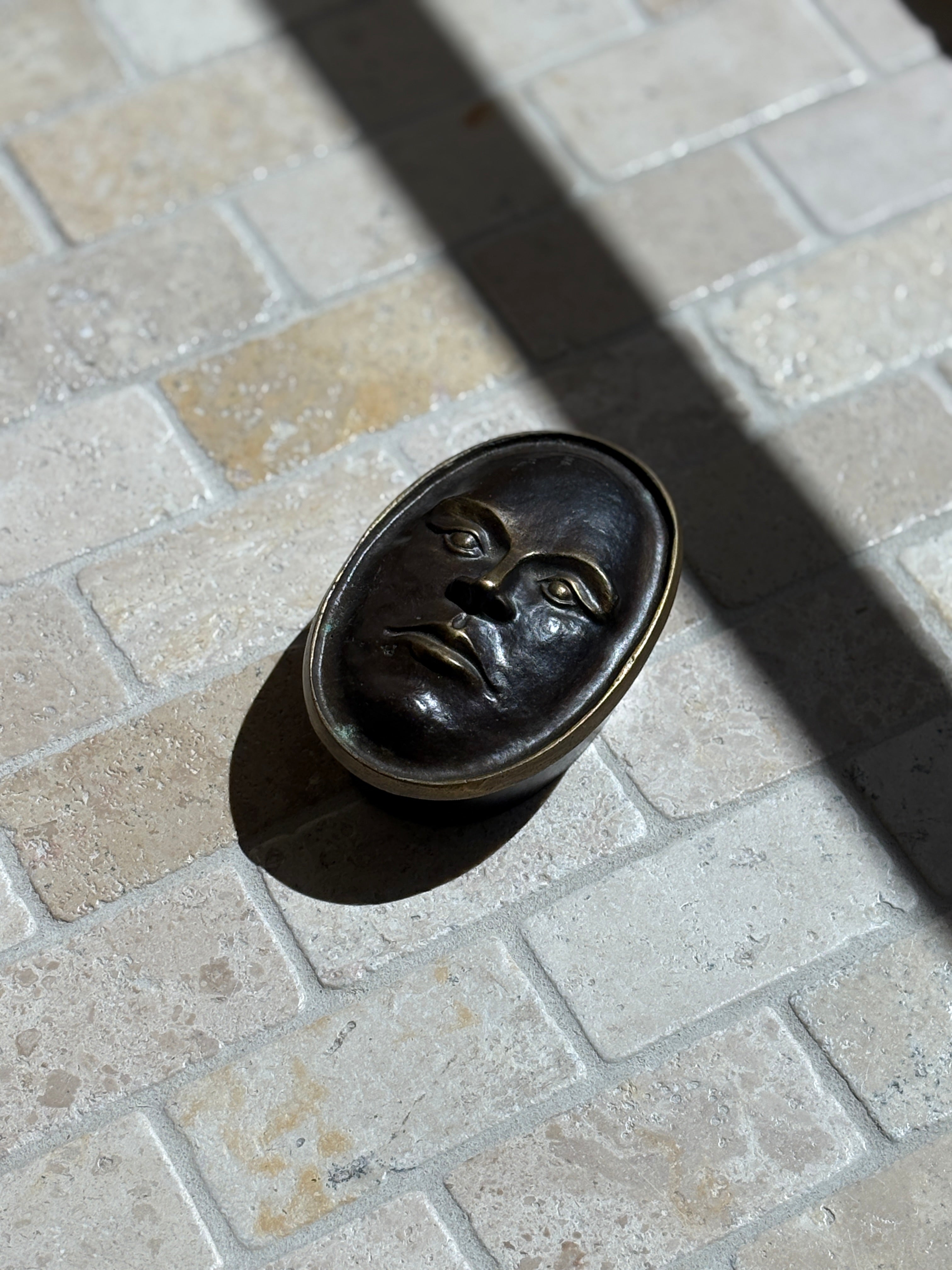 Bronze Face Box Sculpture by Nelles Studio - c.1980 | Collectors Gene