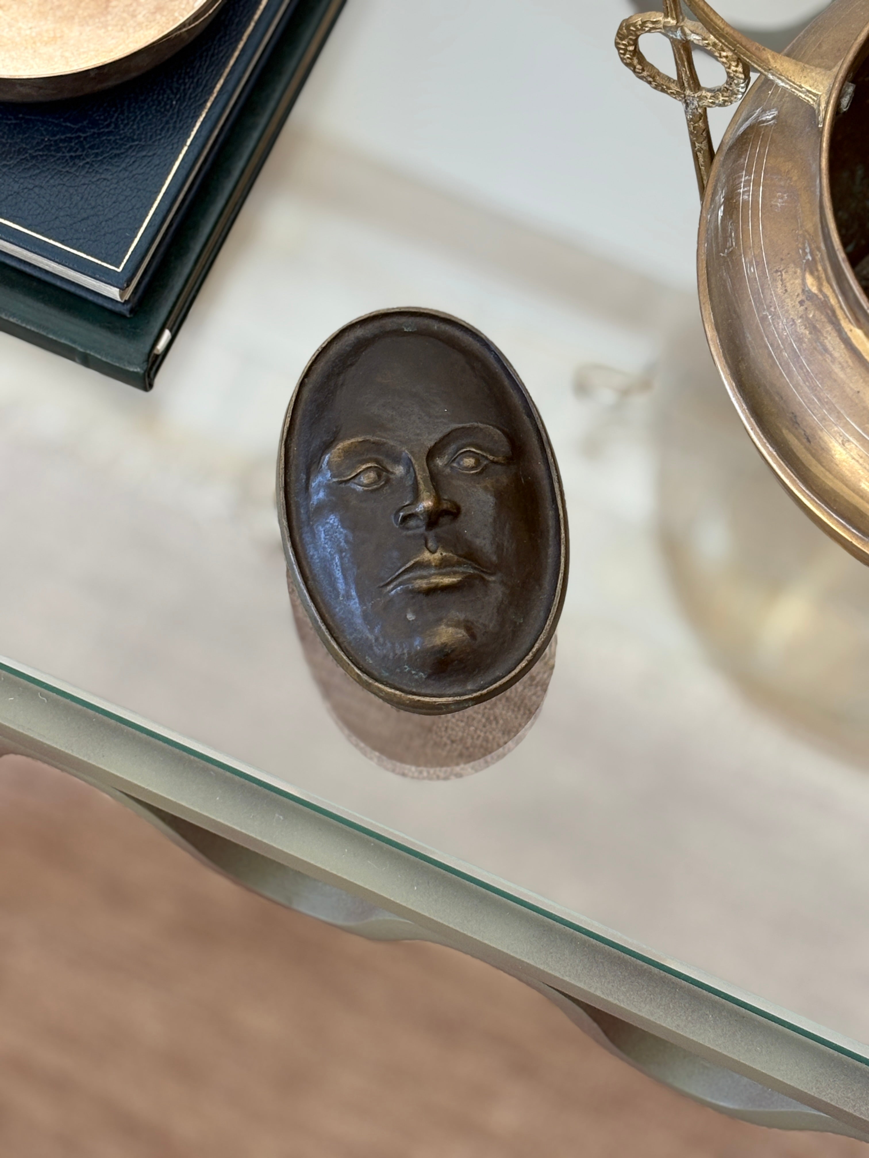 Bronze Face Sculpture Box by Scott Nelles Studio - c.1980 | Collectors Gene