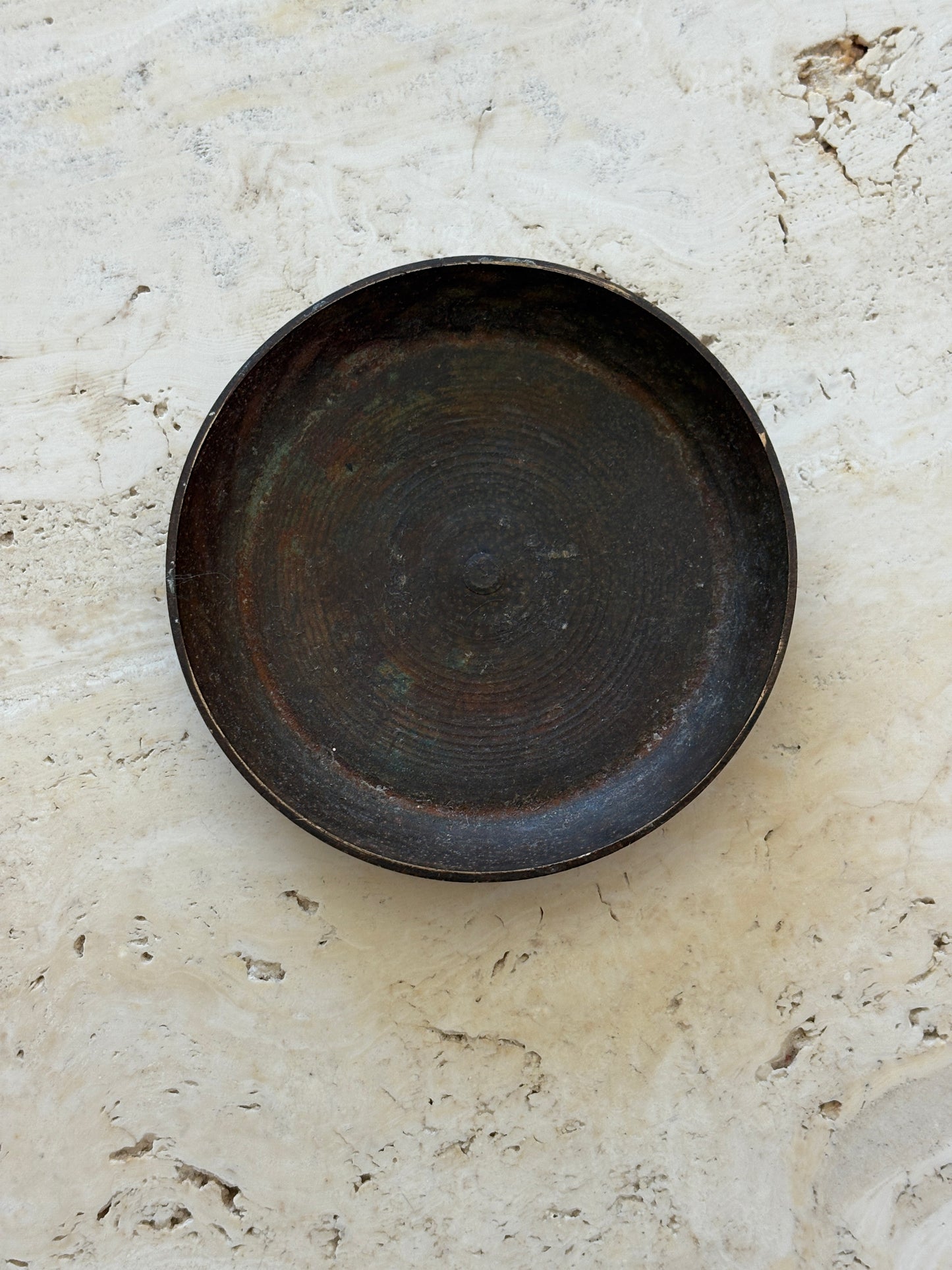 Rustic Bronze Wine Bottle Coaster with Patina | Collectors Gene Vintage Finds