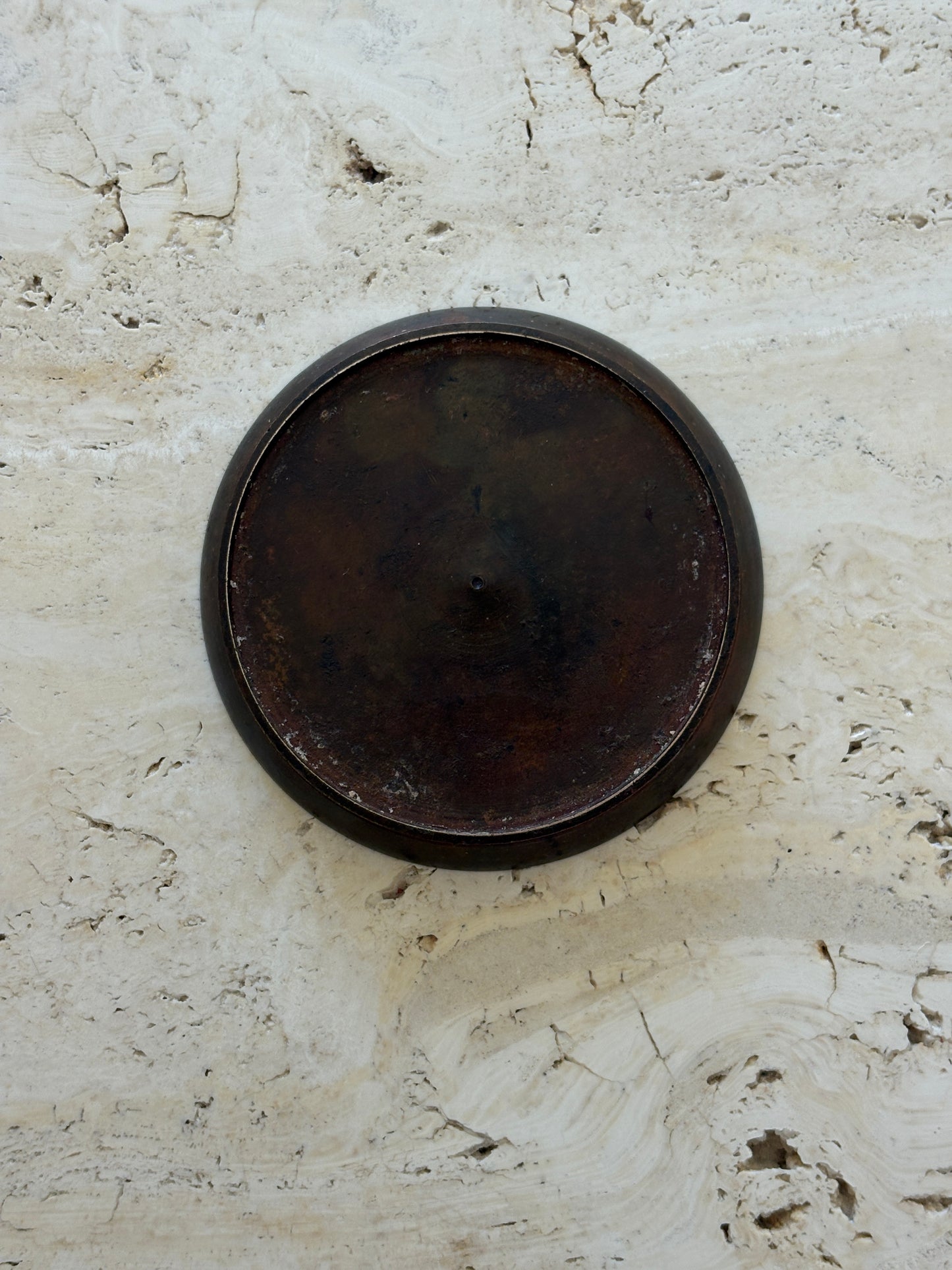 Rustic Bronze Wine Bottle Coaster with Patina | Collectors Gene Vintage Finds