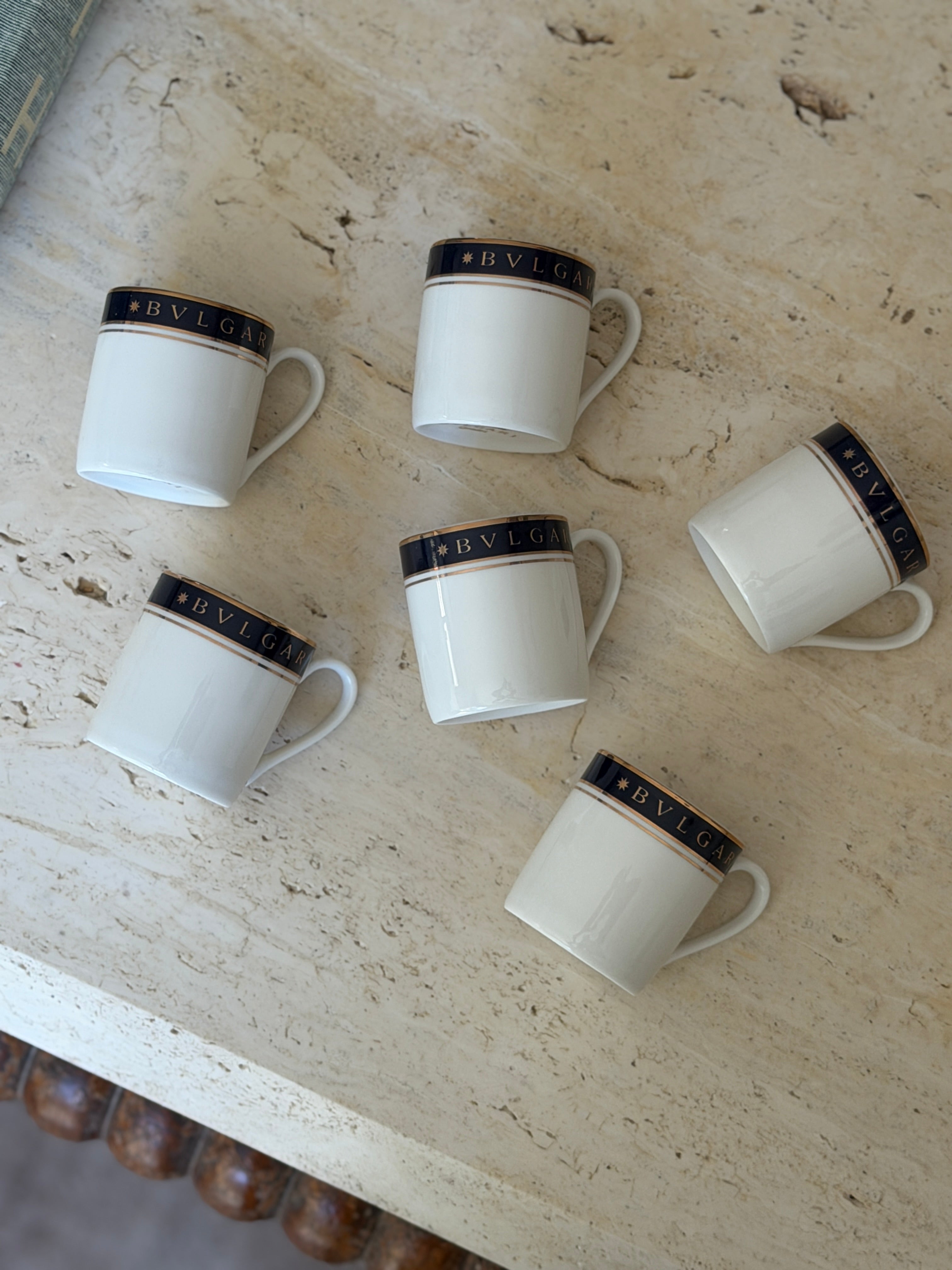 Bvlgari x Rosenthal Quadri Porcelain Espresso Cup Saucer Set for Six | Collectors Gene