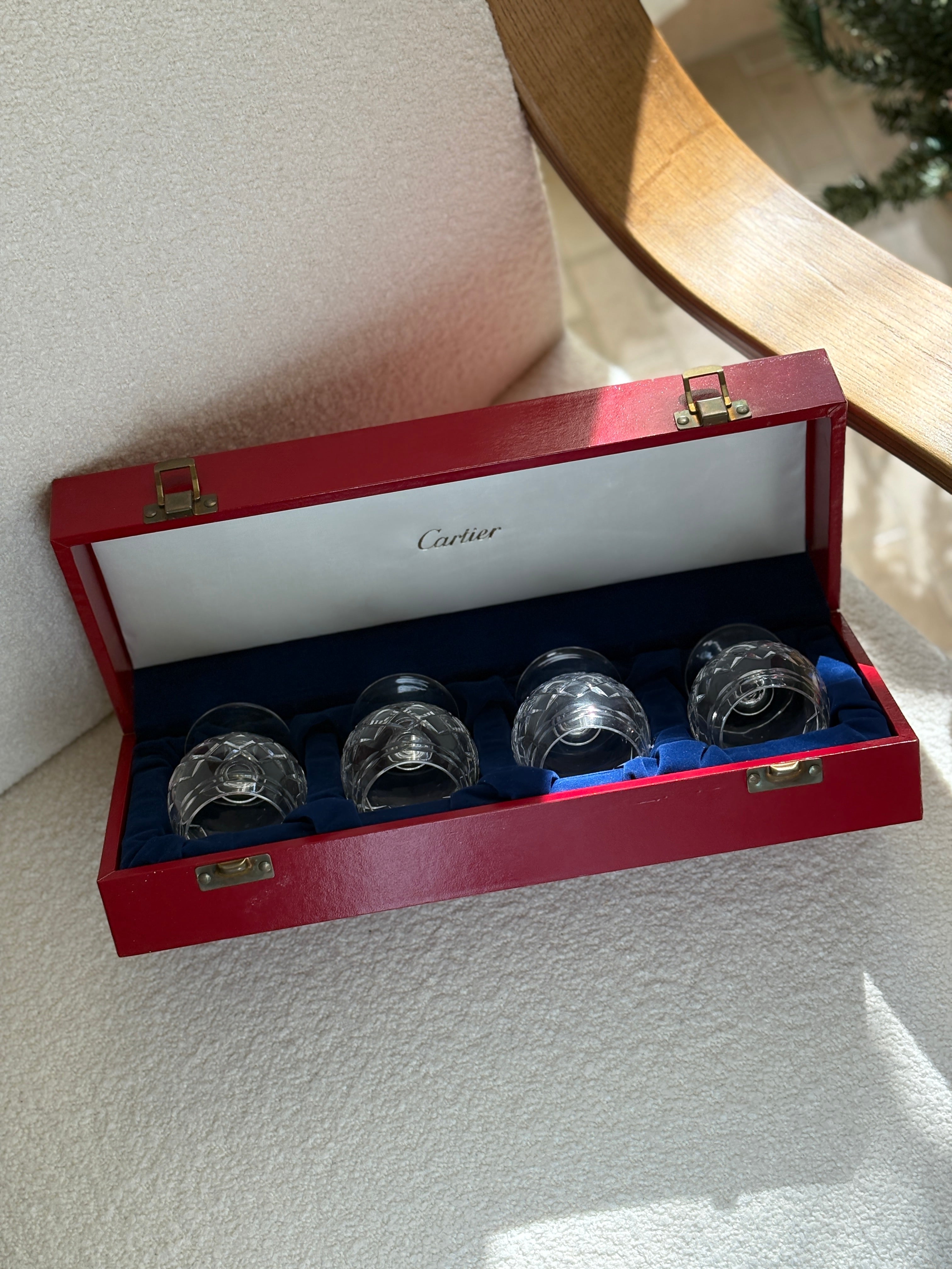 Cartier Crystal Brandy Snifter Glass Set in Original Box | Collectors Gene