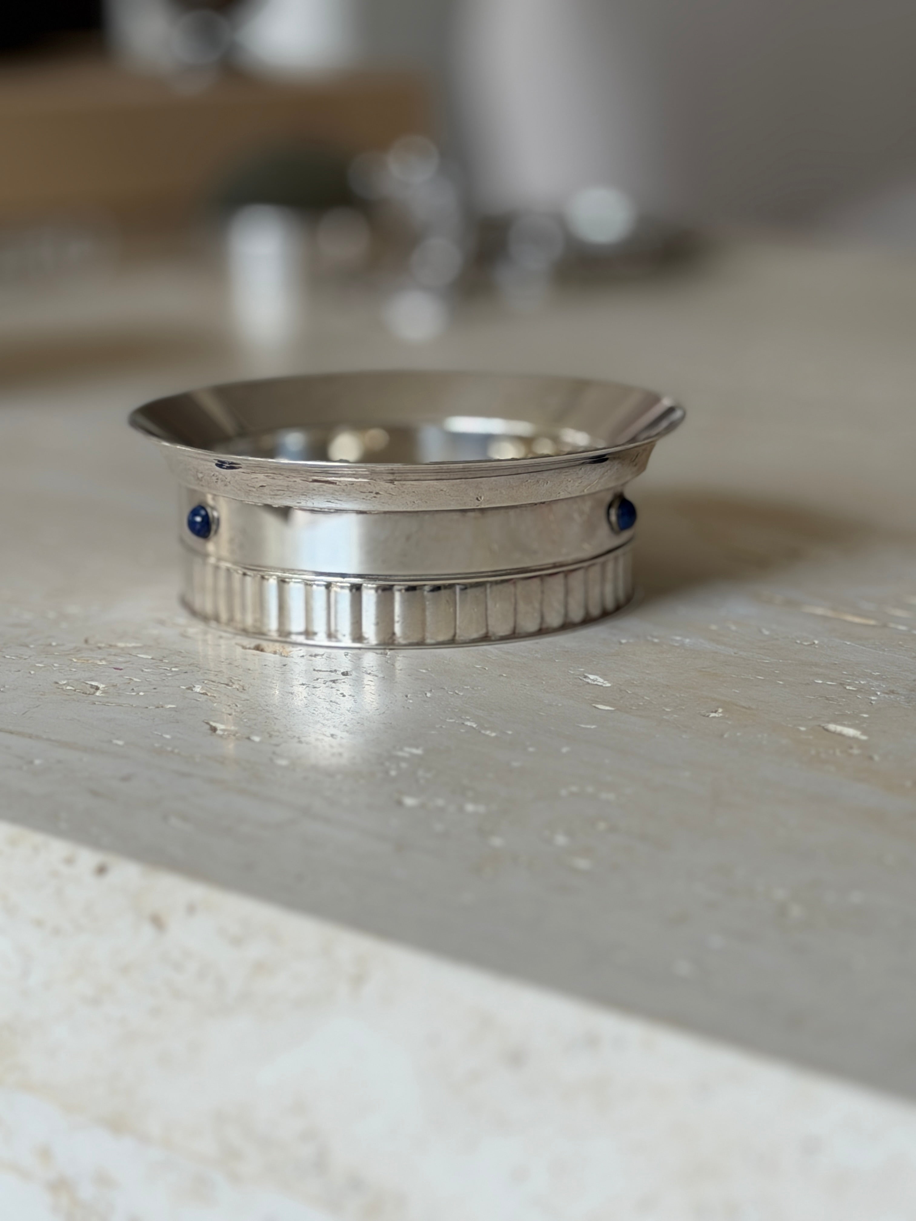 Cartier Silver Plate Lapis Bottle Coaster | Collectors Gene