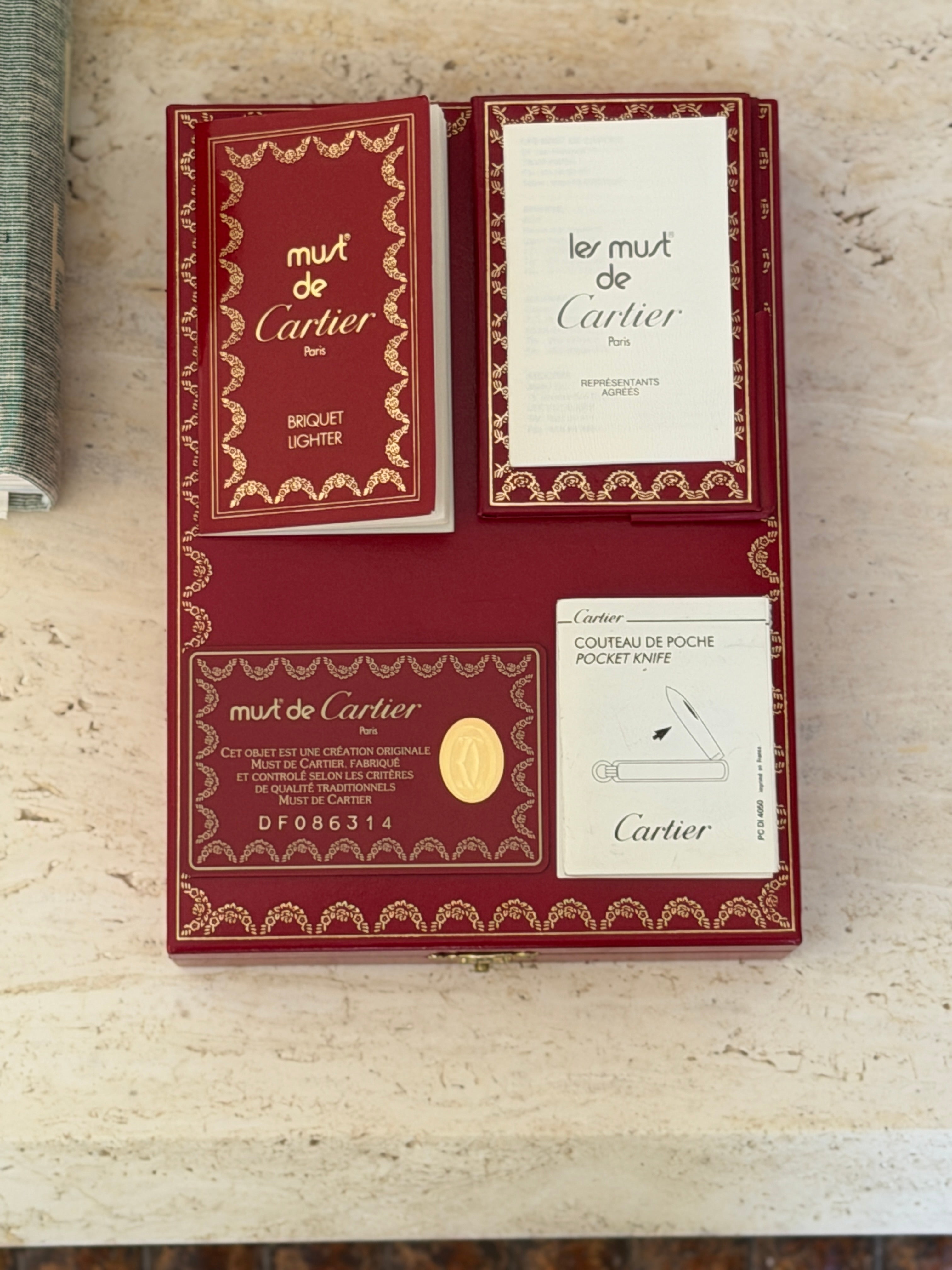 Cartier Trinity Cigar Cutter Santos Lighter Set in Presentation Box | Collectors Gene
