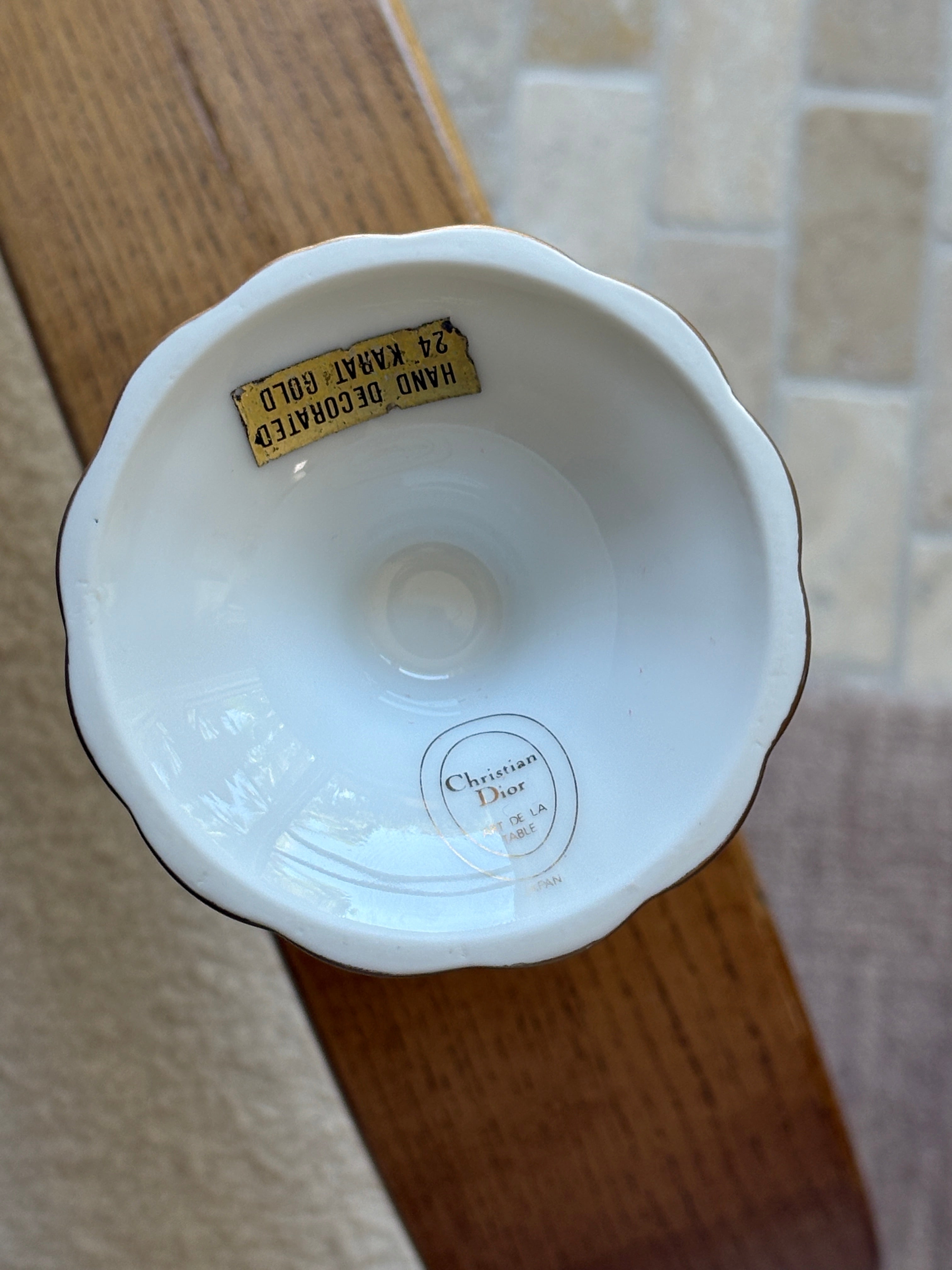 Christian Dior Art de la Table White Porcelain Vase with 24K Gold Trim | Collectors Gene