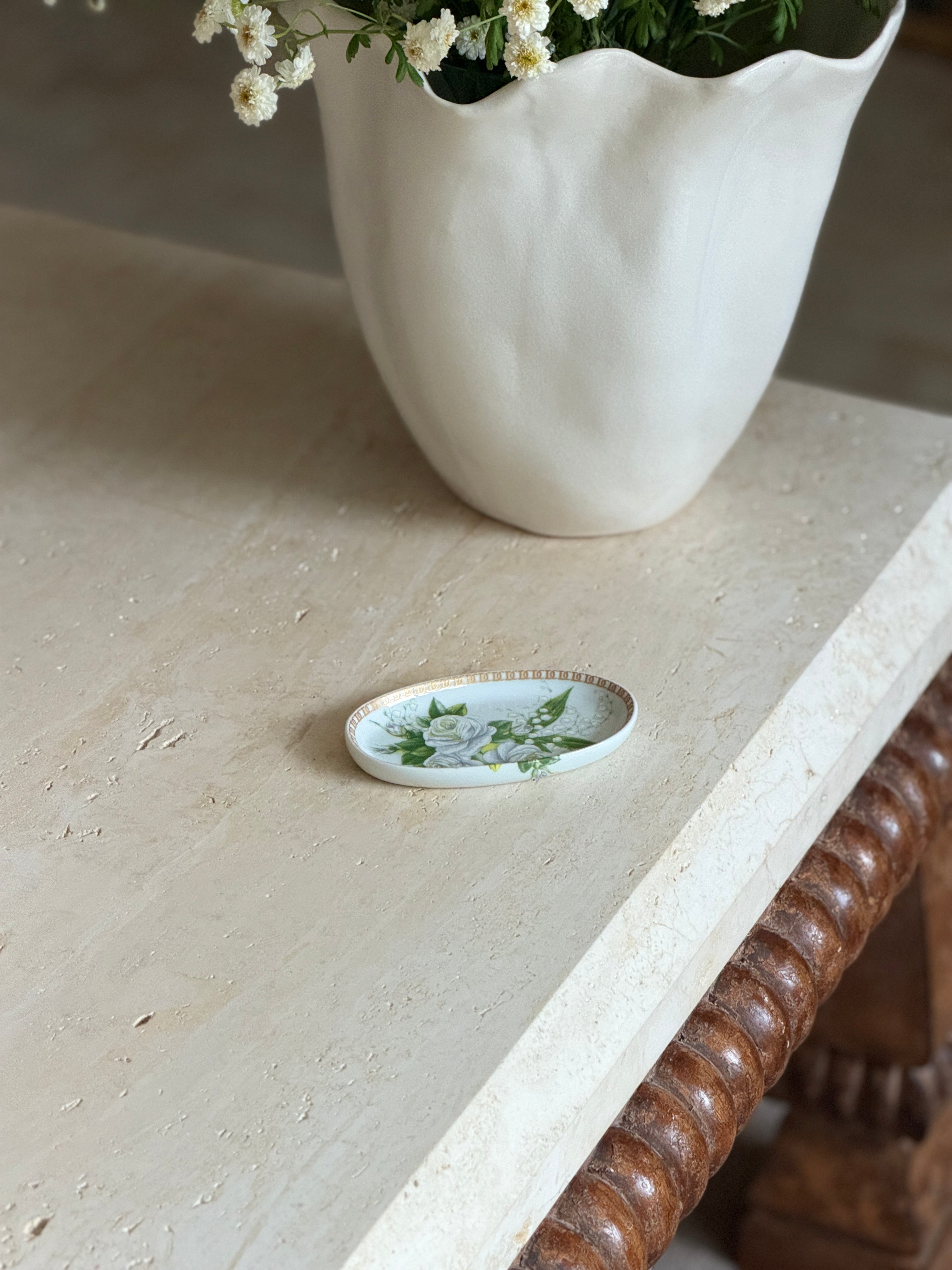 Christian Dior Limoges Floral Porcelain Trinket Tray Ring Dish | Collectors Gene