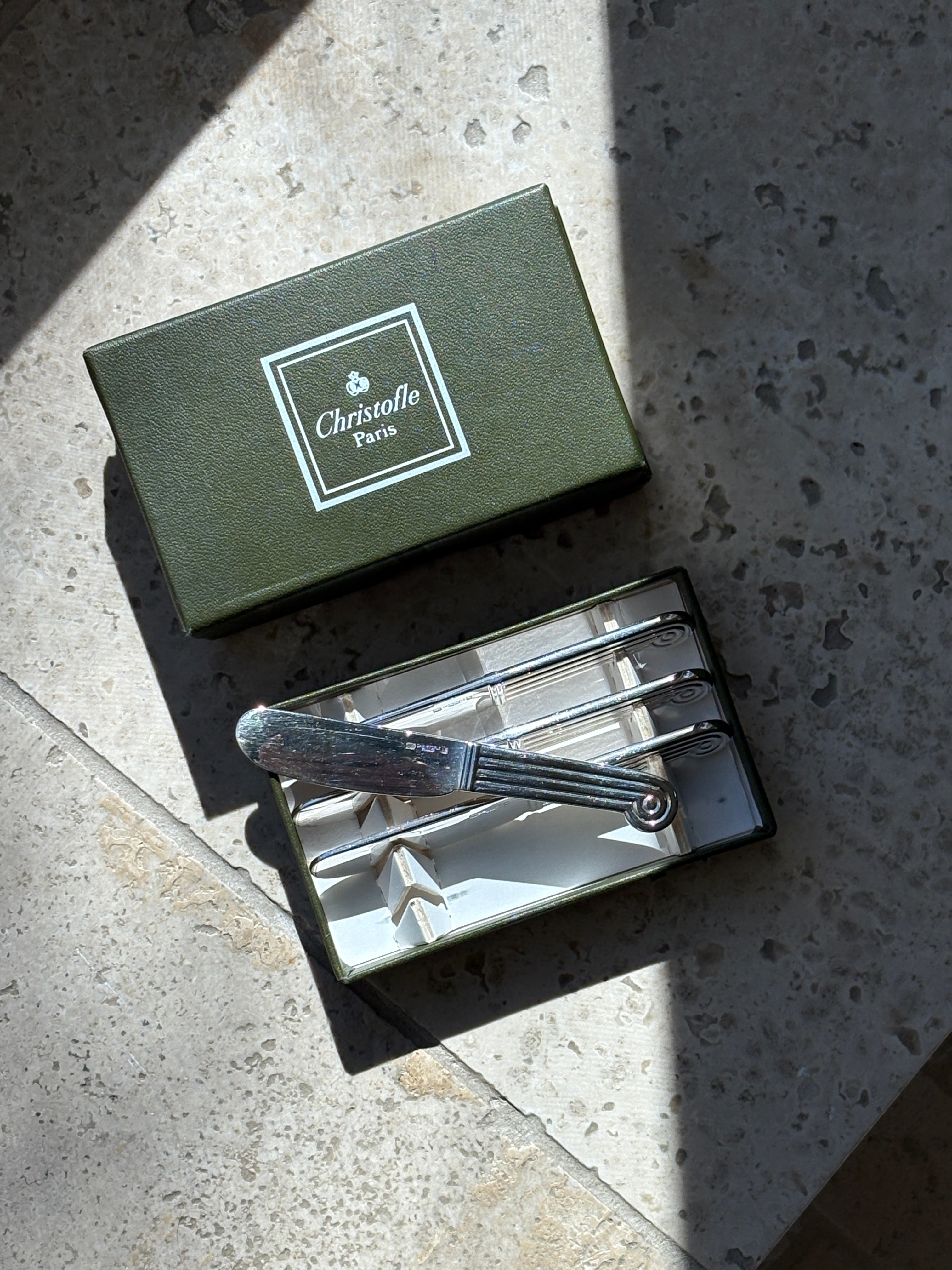 Christofle Art Deco Butter Knives Spreads - Set of 4 in Box | Collectors Gene