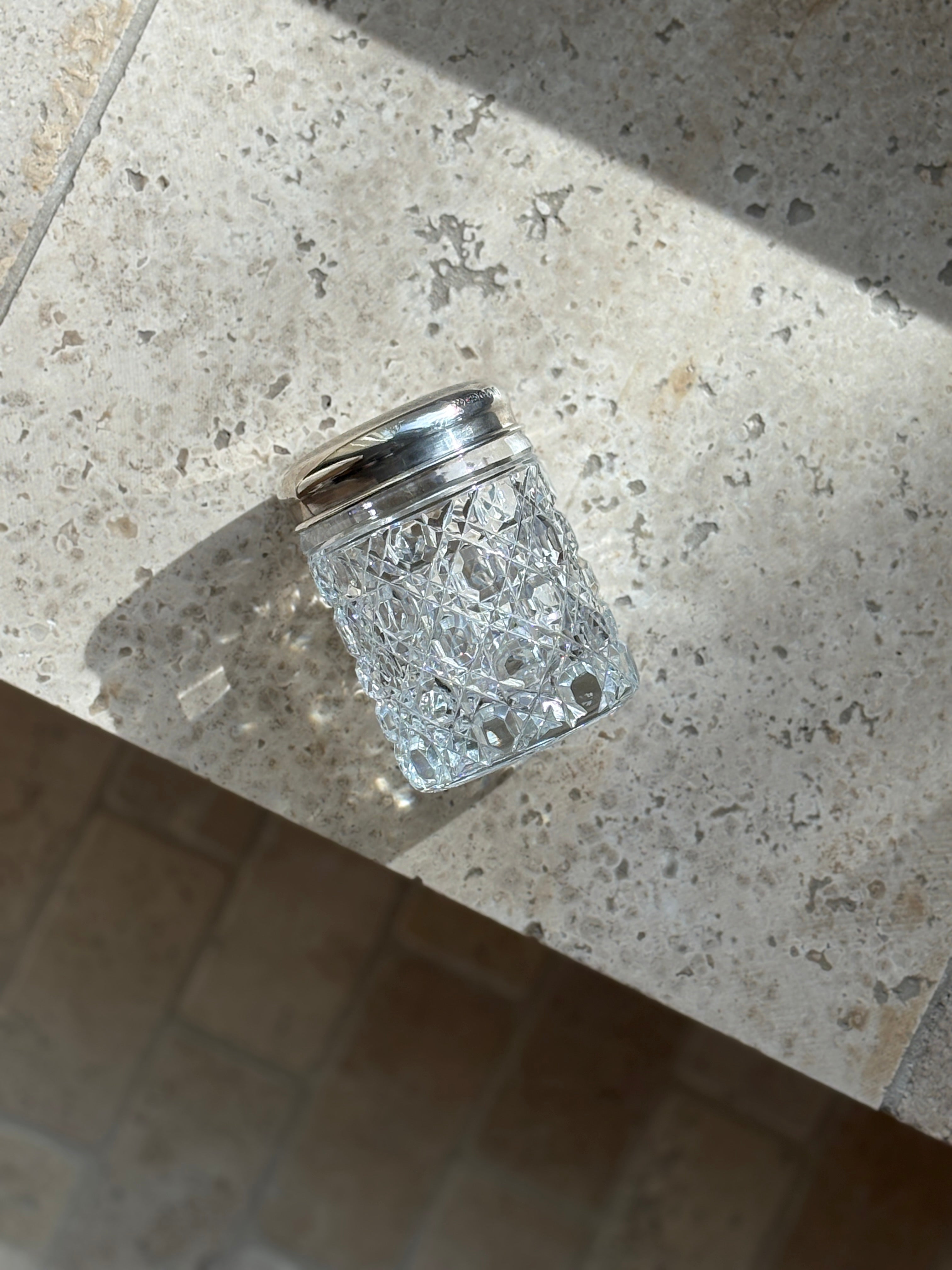 Crystal & Sterling Silver Guilloche Engine Turned Lidded Jar - Birmingham | Collectors Gene