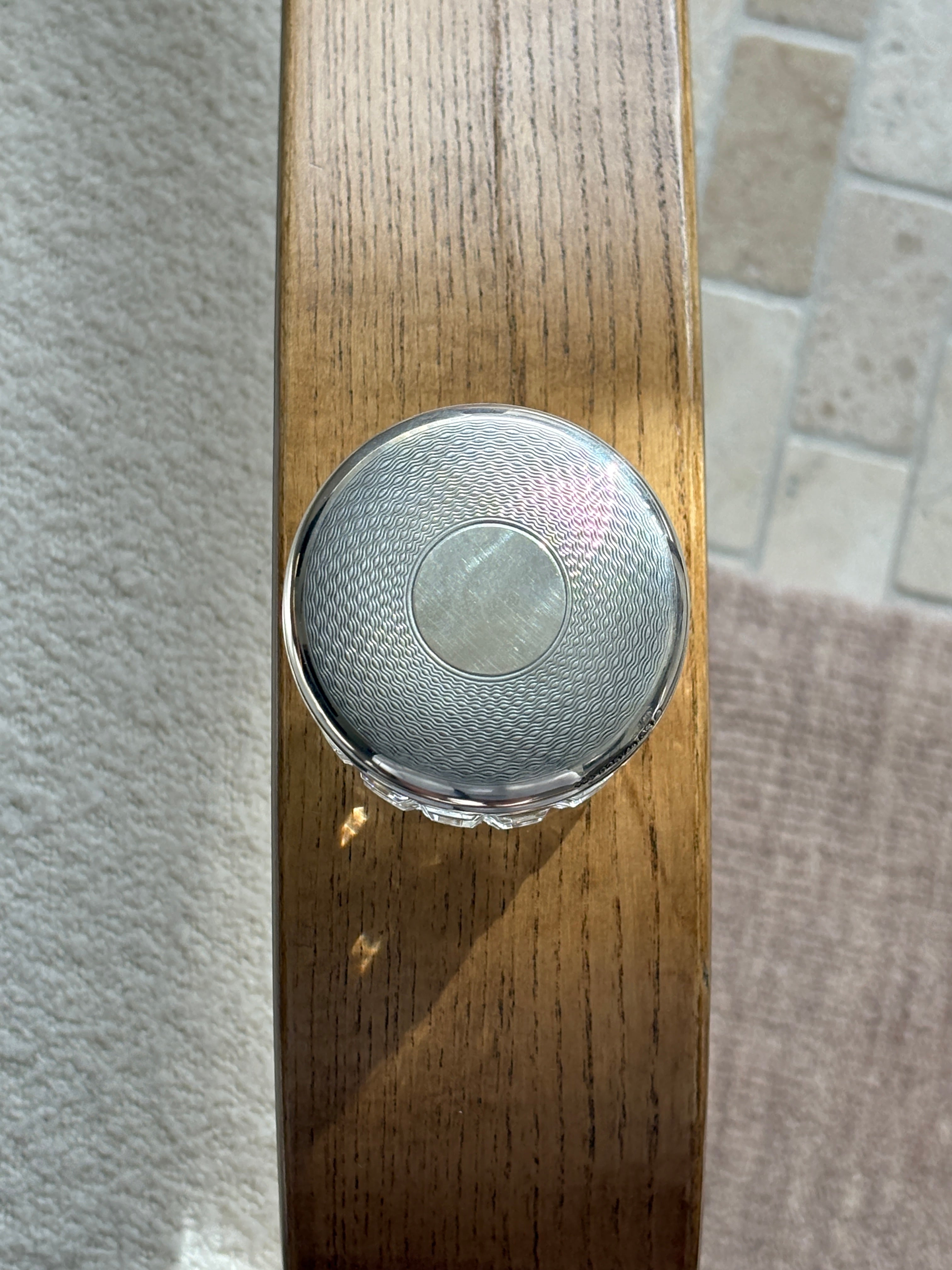 Crystal & Sterling Silver Guilloche Engine Turned Lidded Jar - Birmingham | Collectors Gene