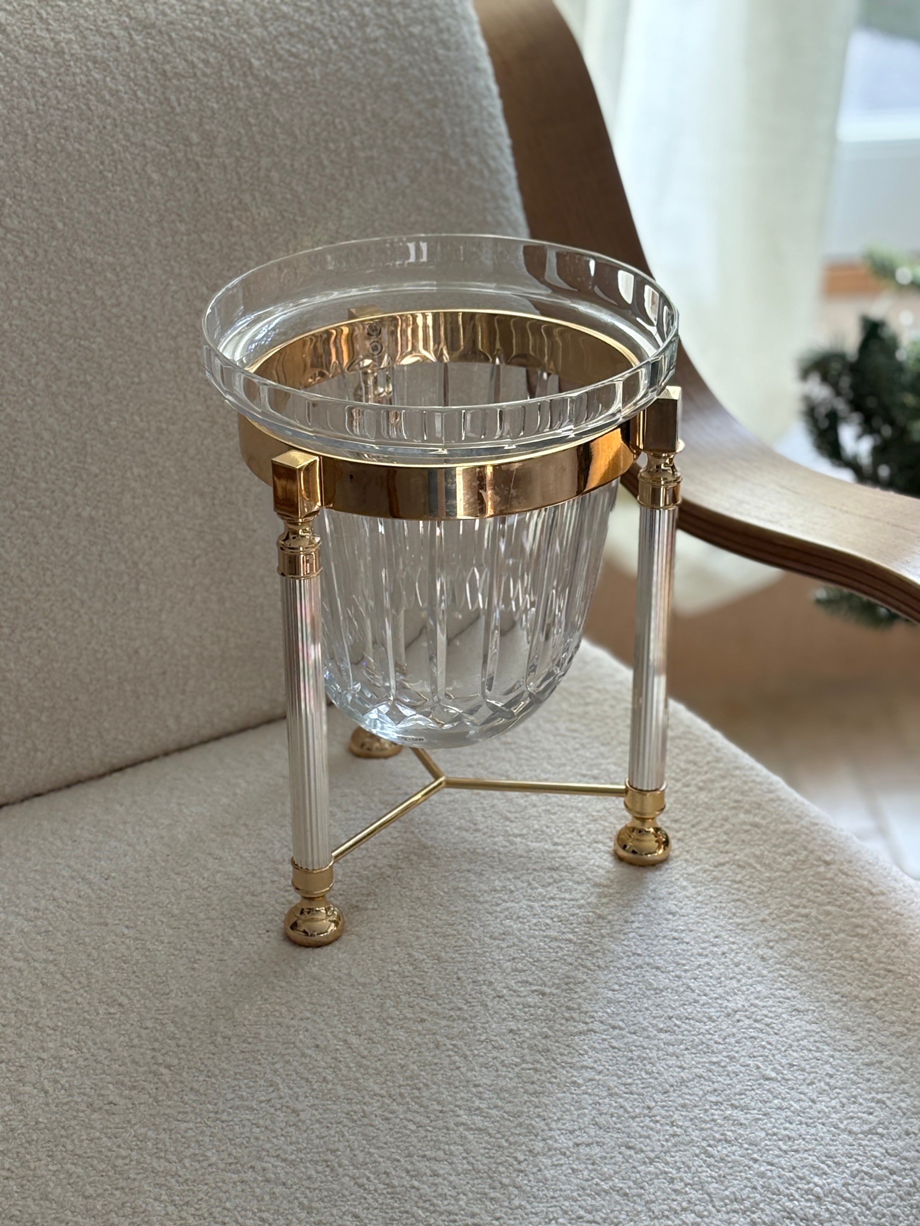 Crystal & Two-Tone Regency Style Ice Bucket with Fluted Stand | Collectors Gene