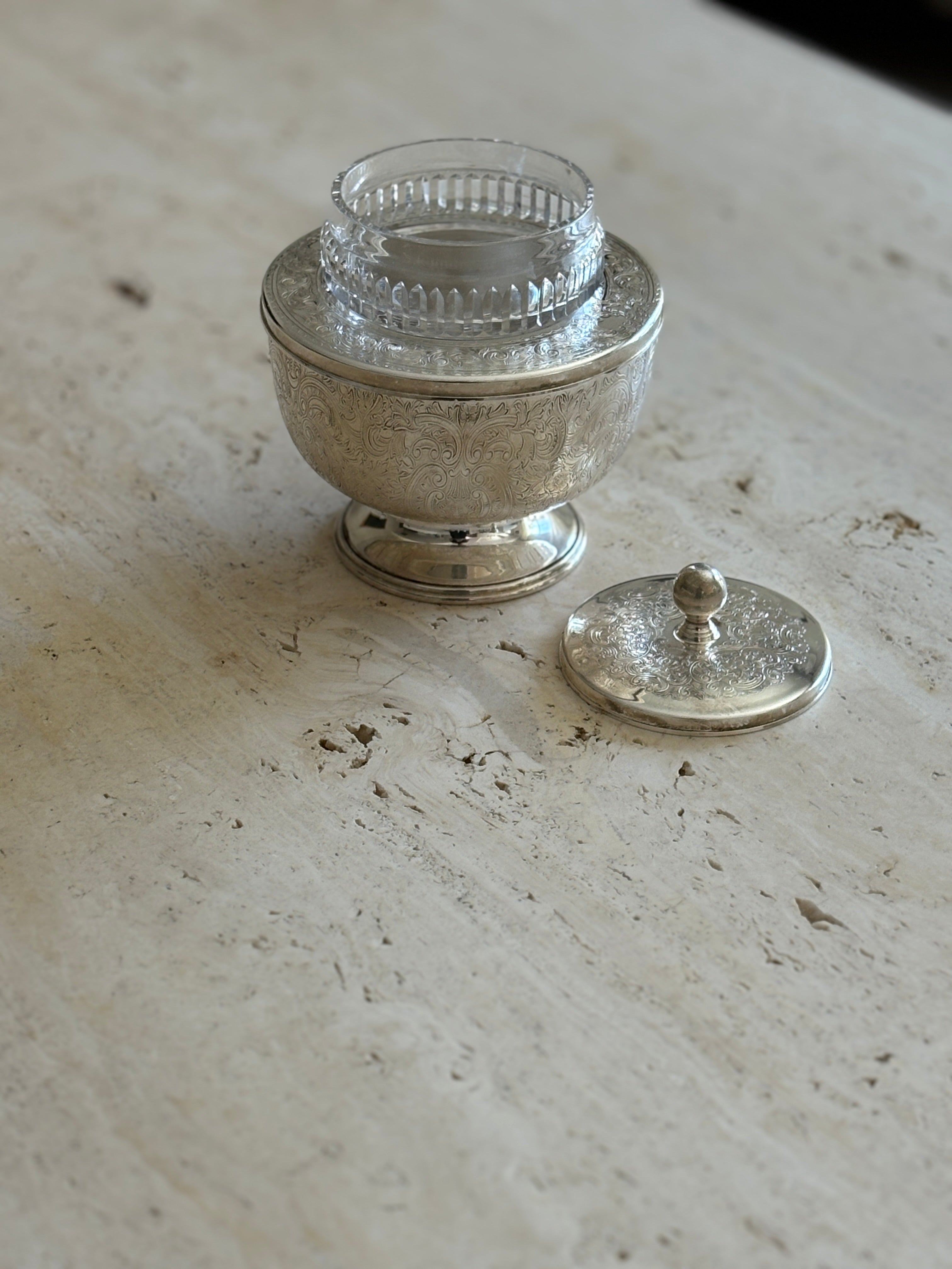 English Barker Ellis Caviar Dish with Crystal Bowl | Collectors Gene Vintage Finds