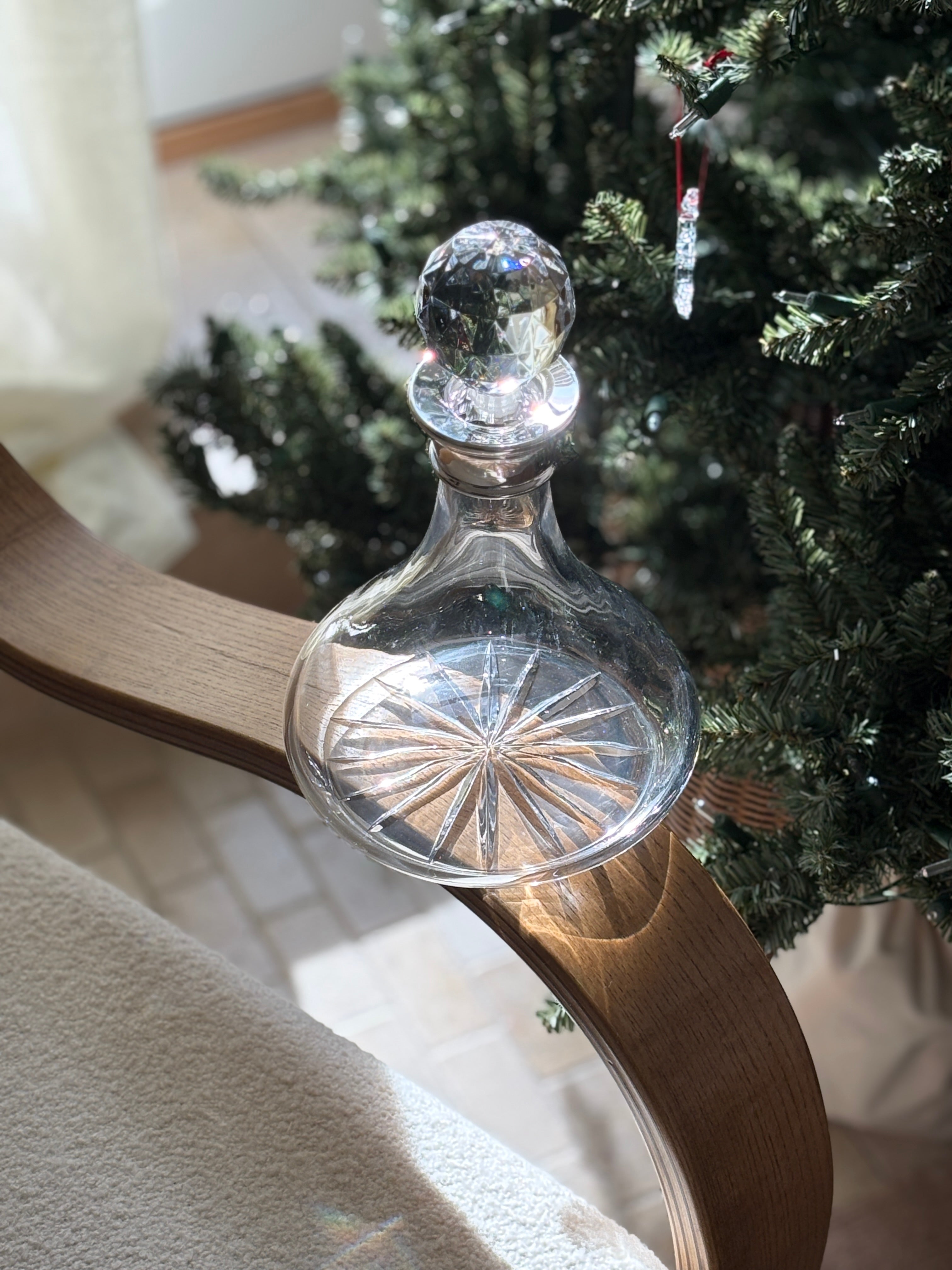 English Crystal Decanter with Sterling Silver Band - Made for the Kings Coronation | Collectors Gene