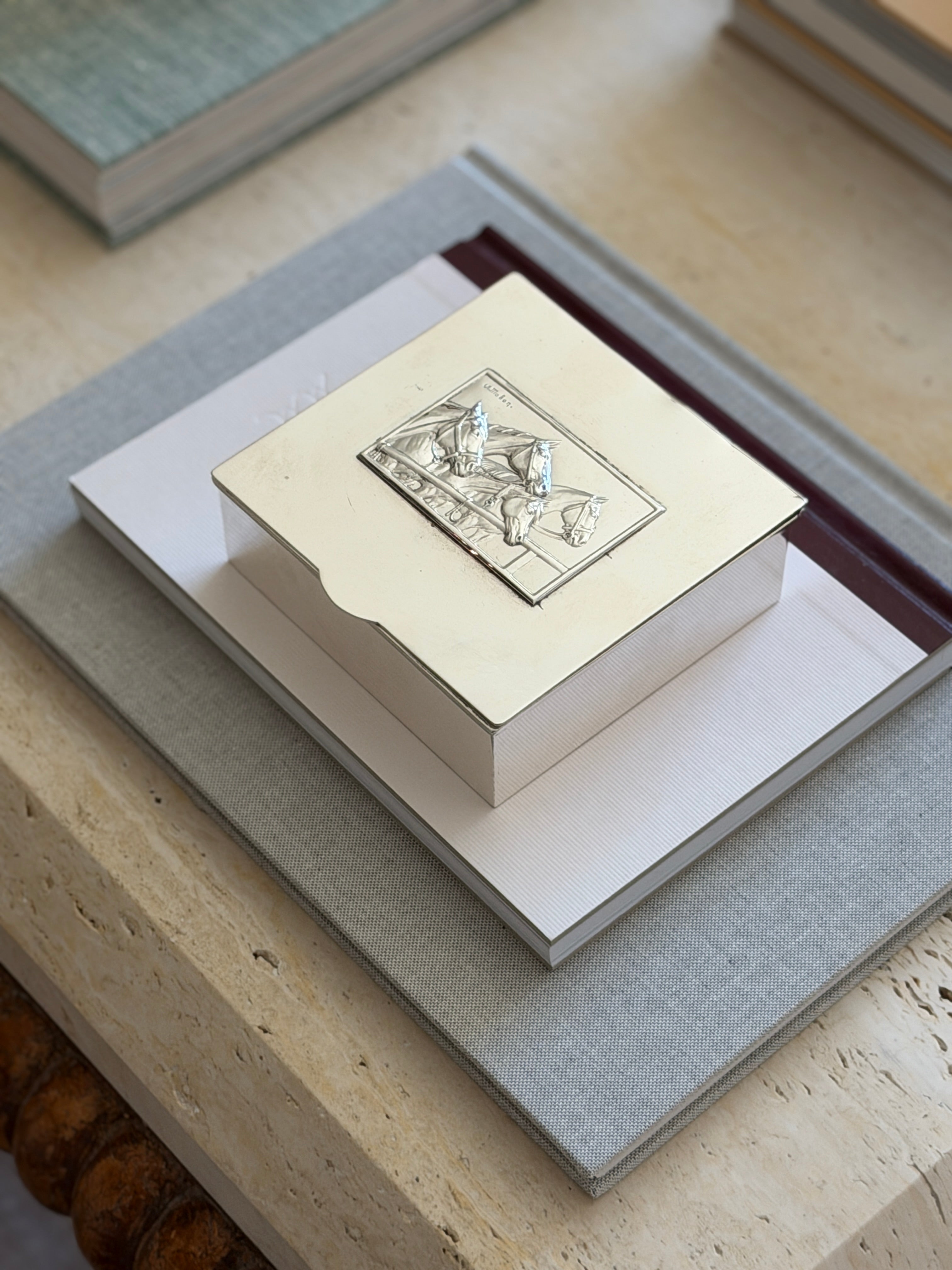 Equestrian Box in Silver Plate with Horse Motif c.1950 | Collectors Gene