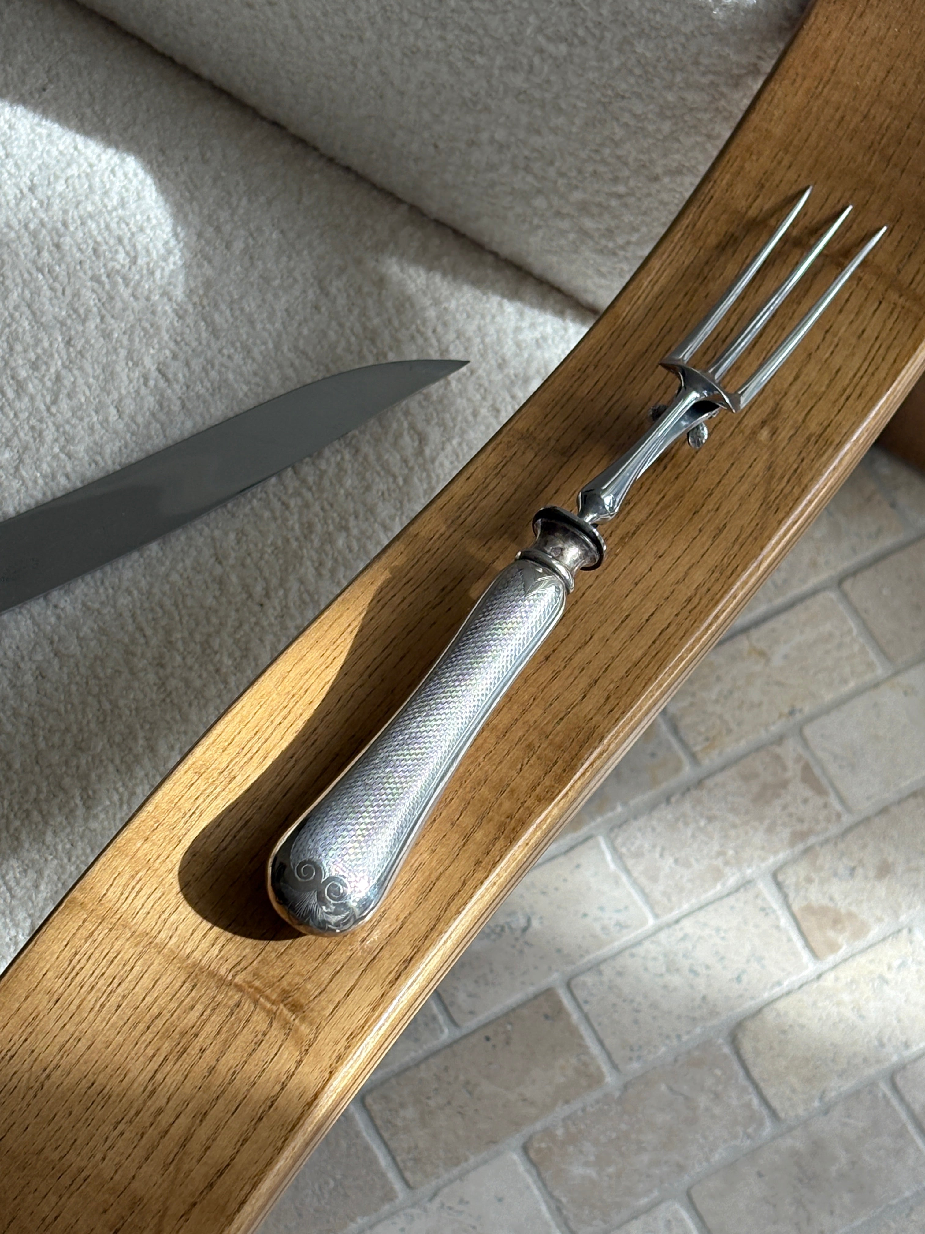 French Carving Set with Bird Hand Guard by Philippe Berthier | Collectors Gene