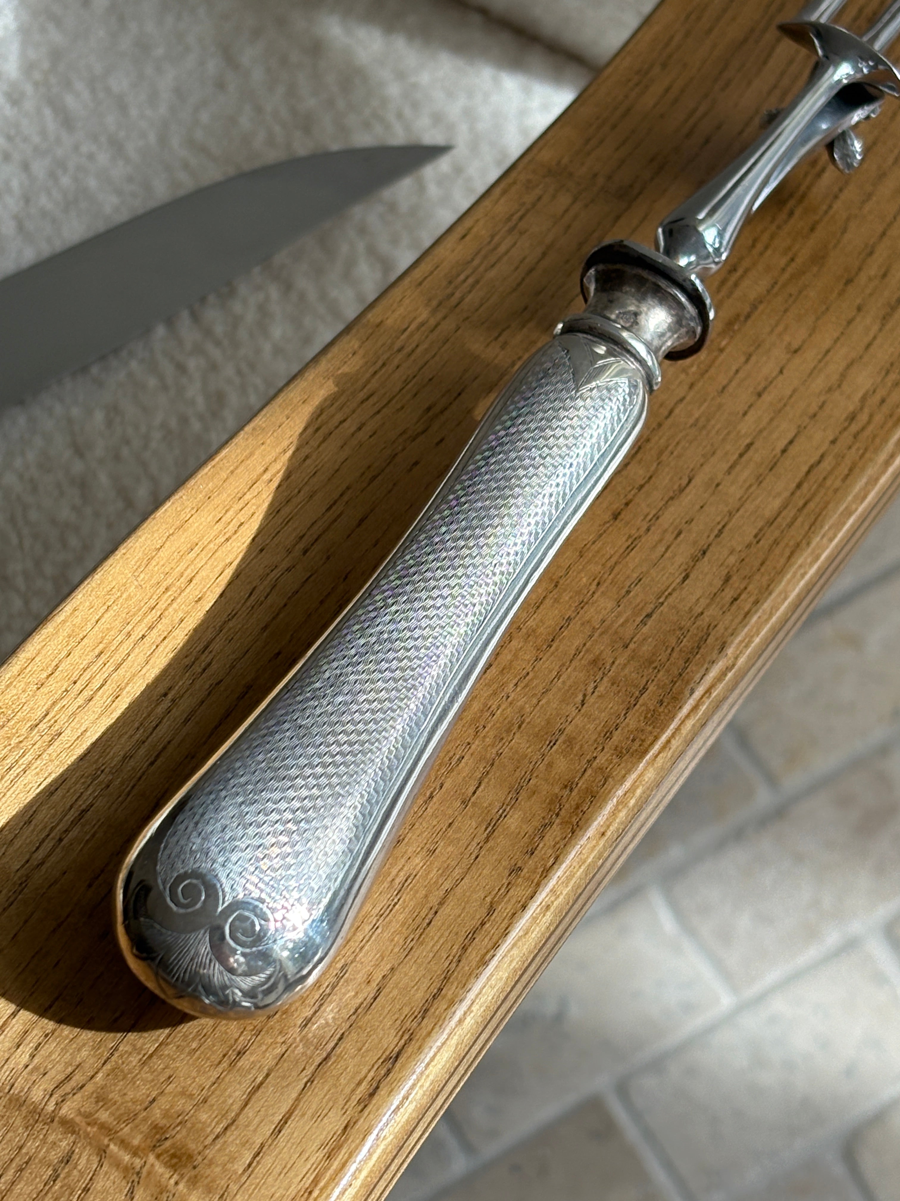 French Carving Set with Bird Hand Guard by Philippe Berthier | Collectors Gene