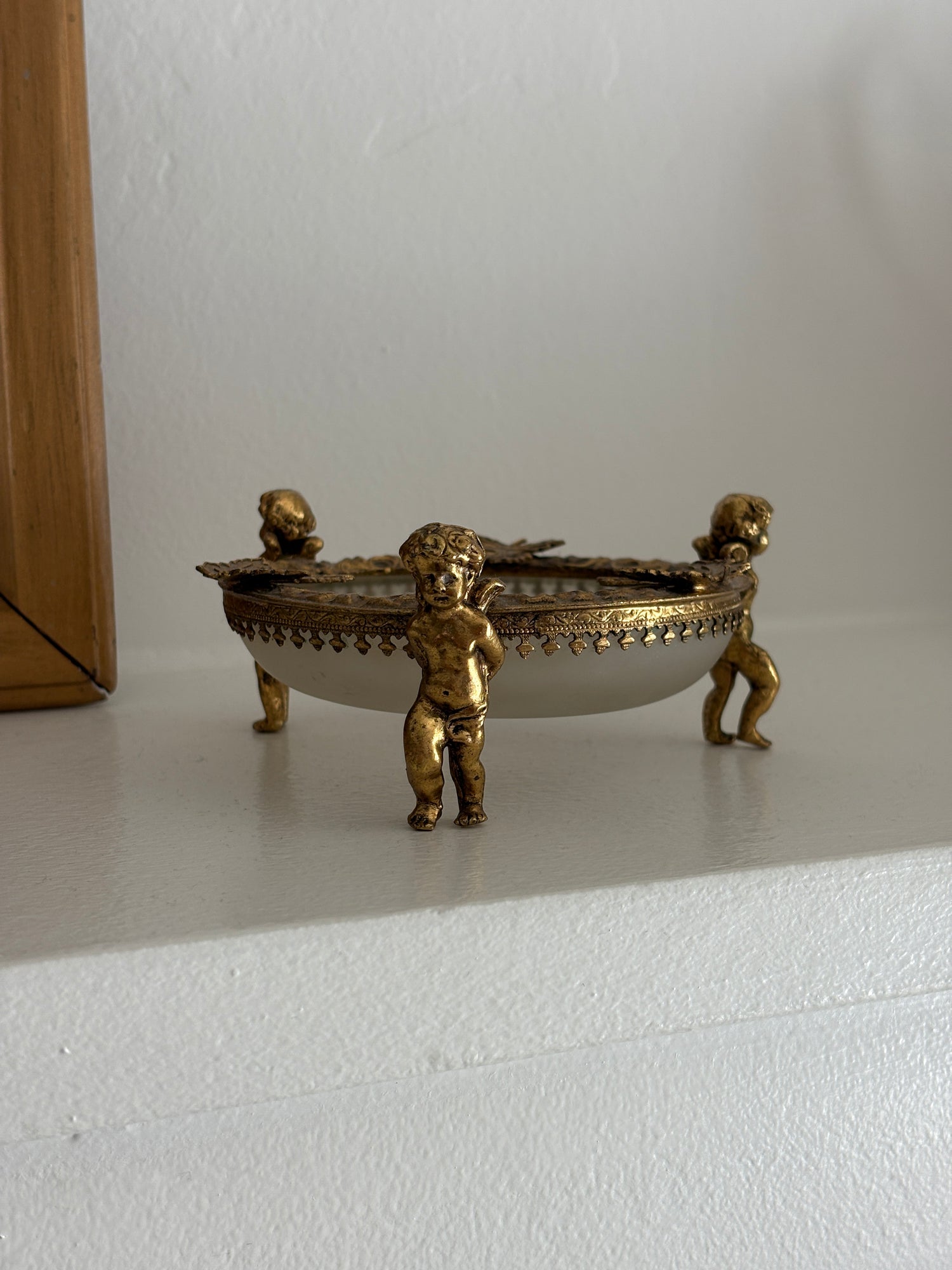 French Ormolu-Style Cherub Round Dish | Collectors Gene Vintage Finds
