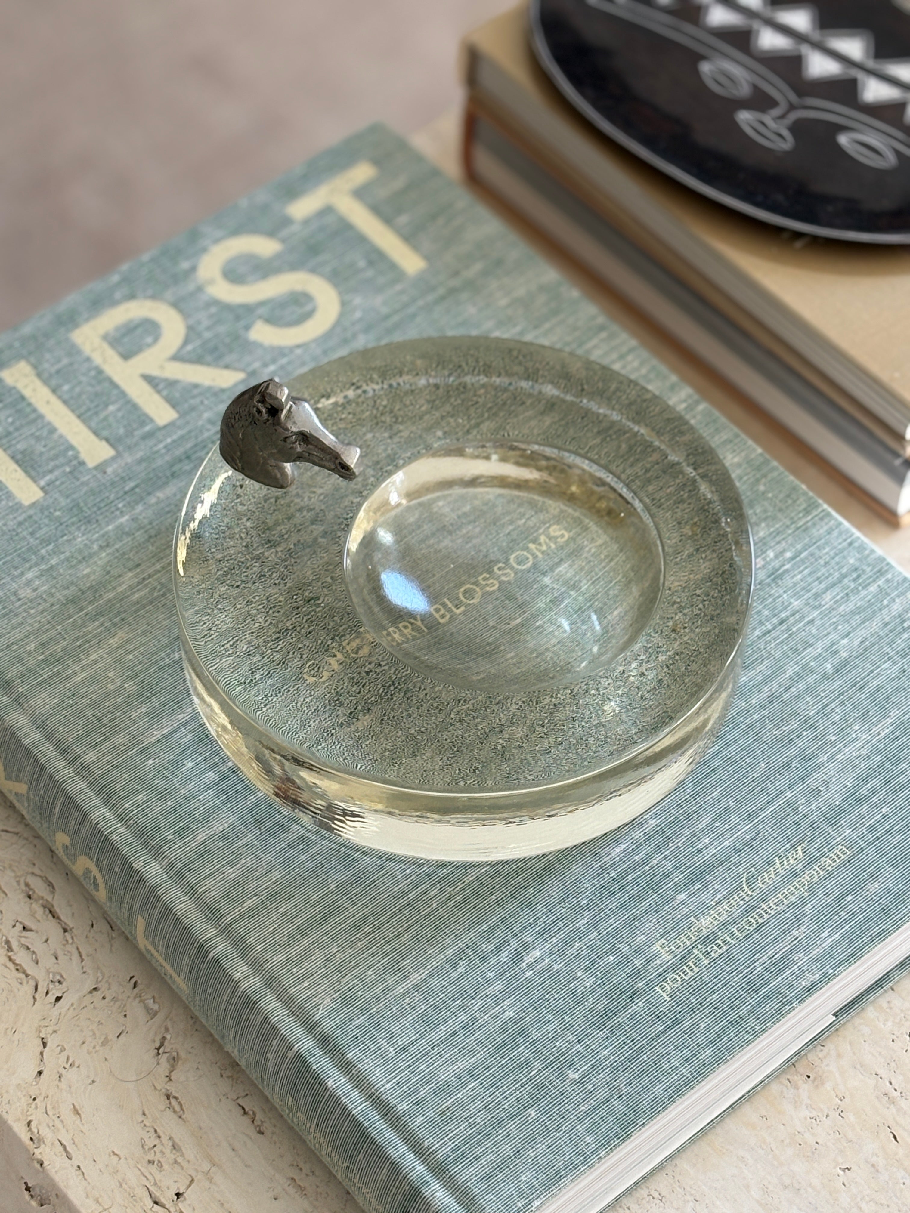 Glass Bowl Catchall with Metal Horse Head Detail | Collectors Gene