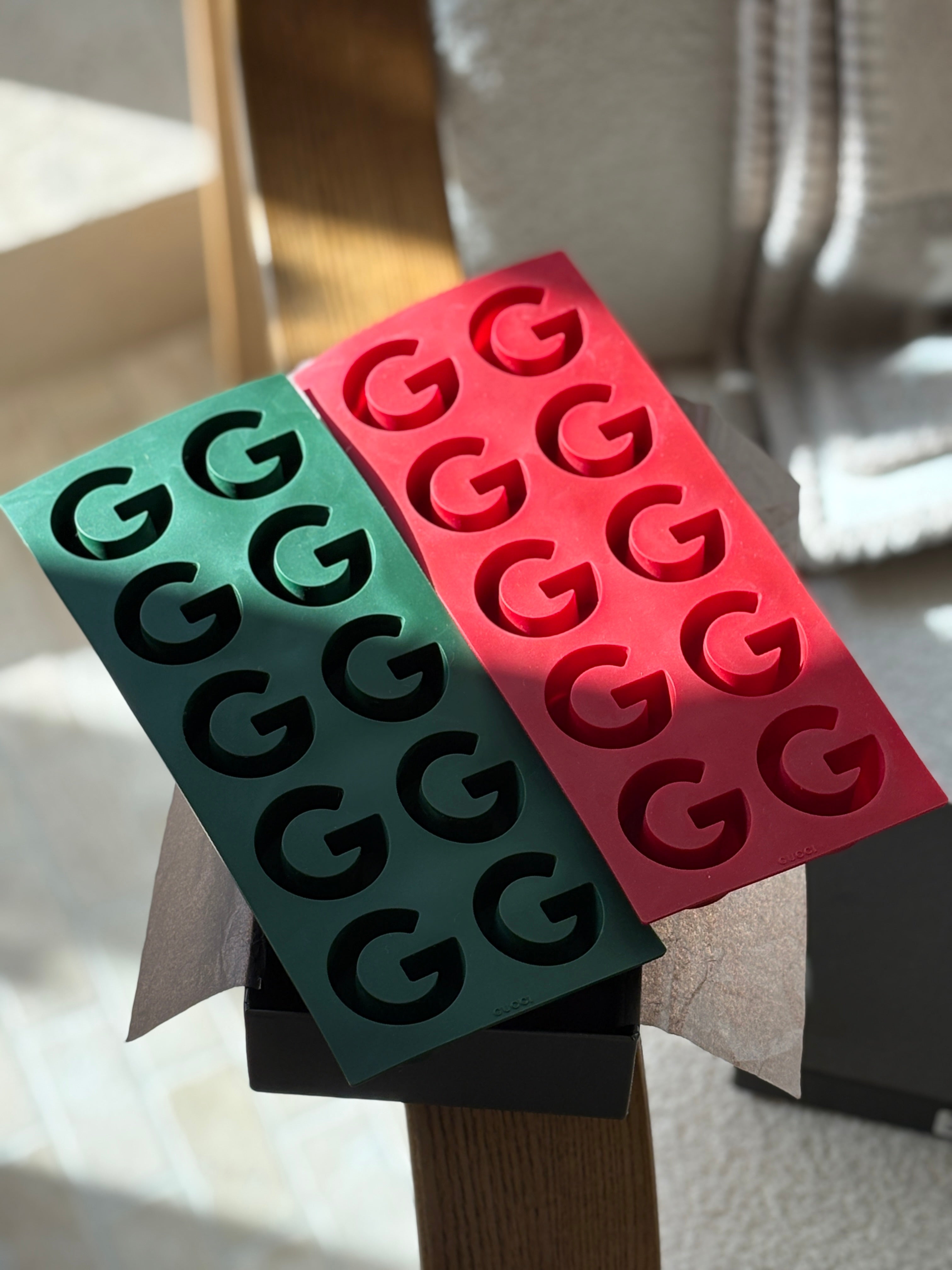 Gucci G Ice Cube Molds in Green Red with Tray Box | Collectors Gene