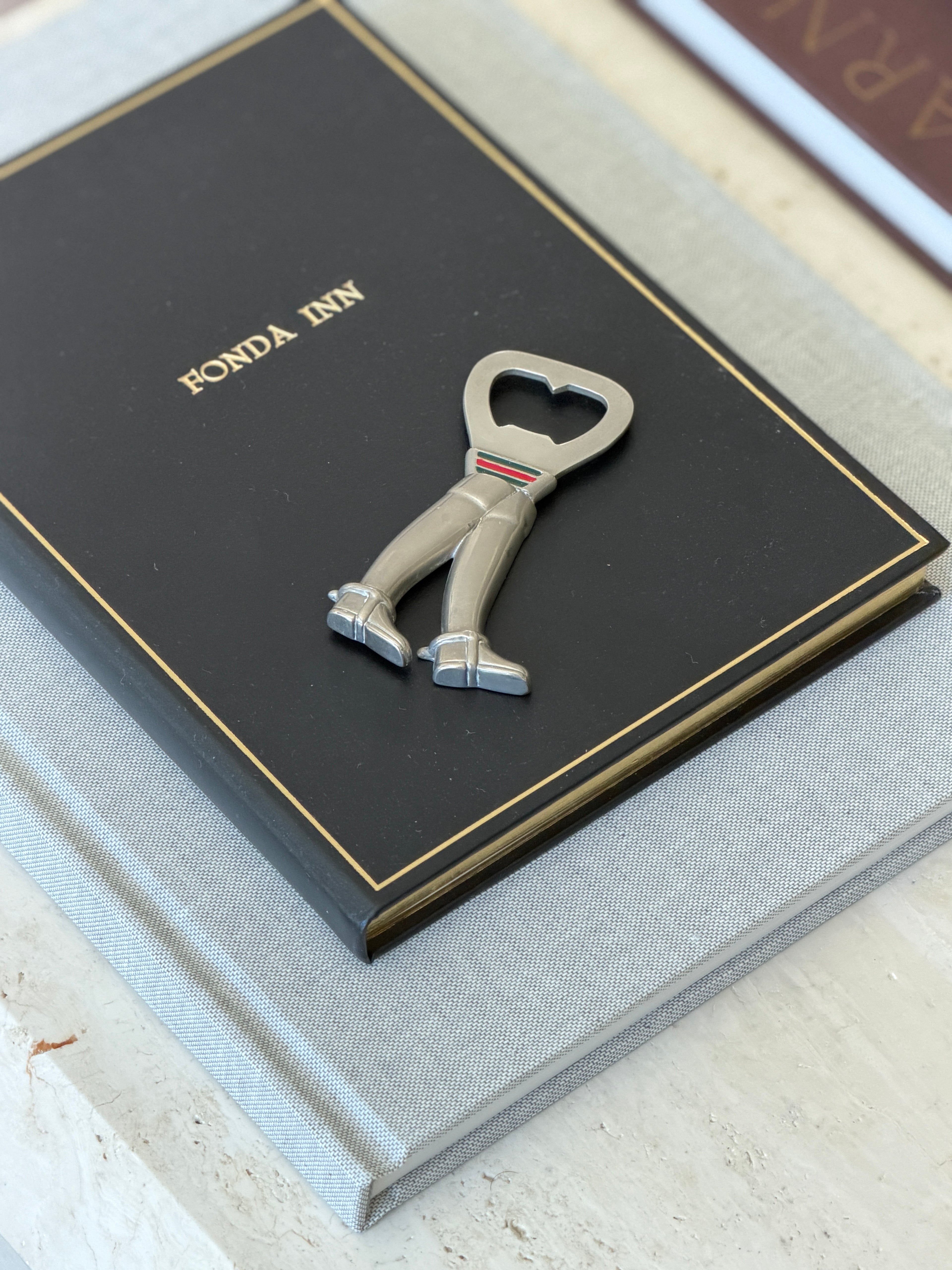 Gucci Italy Silver & Enamel Riding Boots Bottle Opener - c.1970