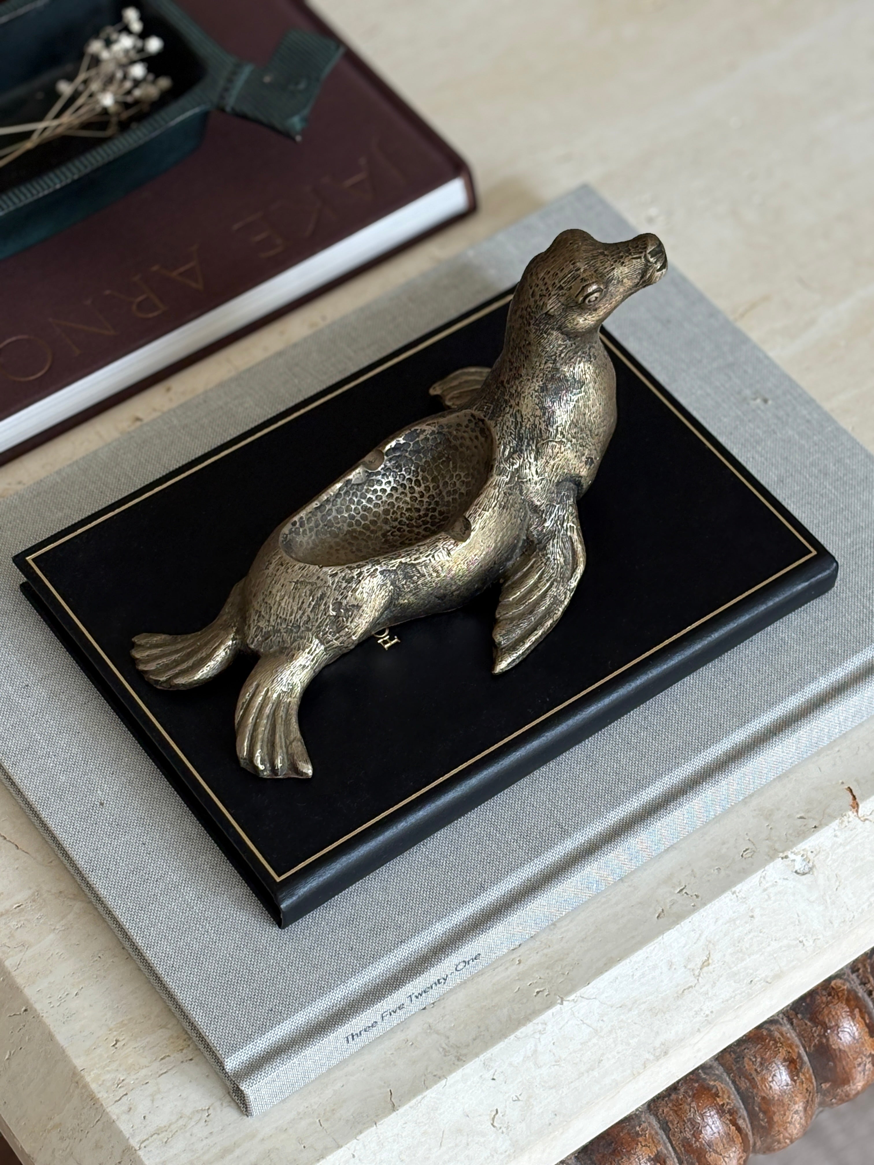 Gucci Sea Lion Figural Ashtray / Catchall in Brass