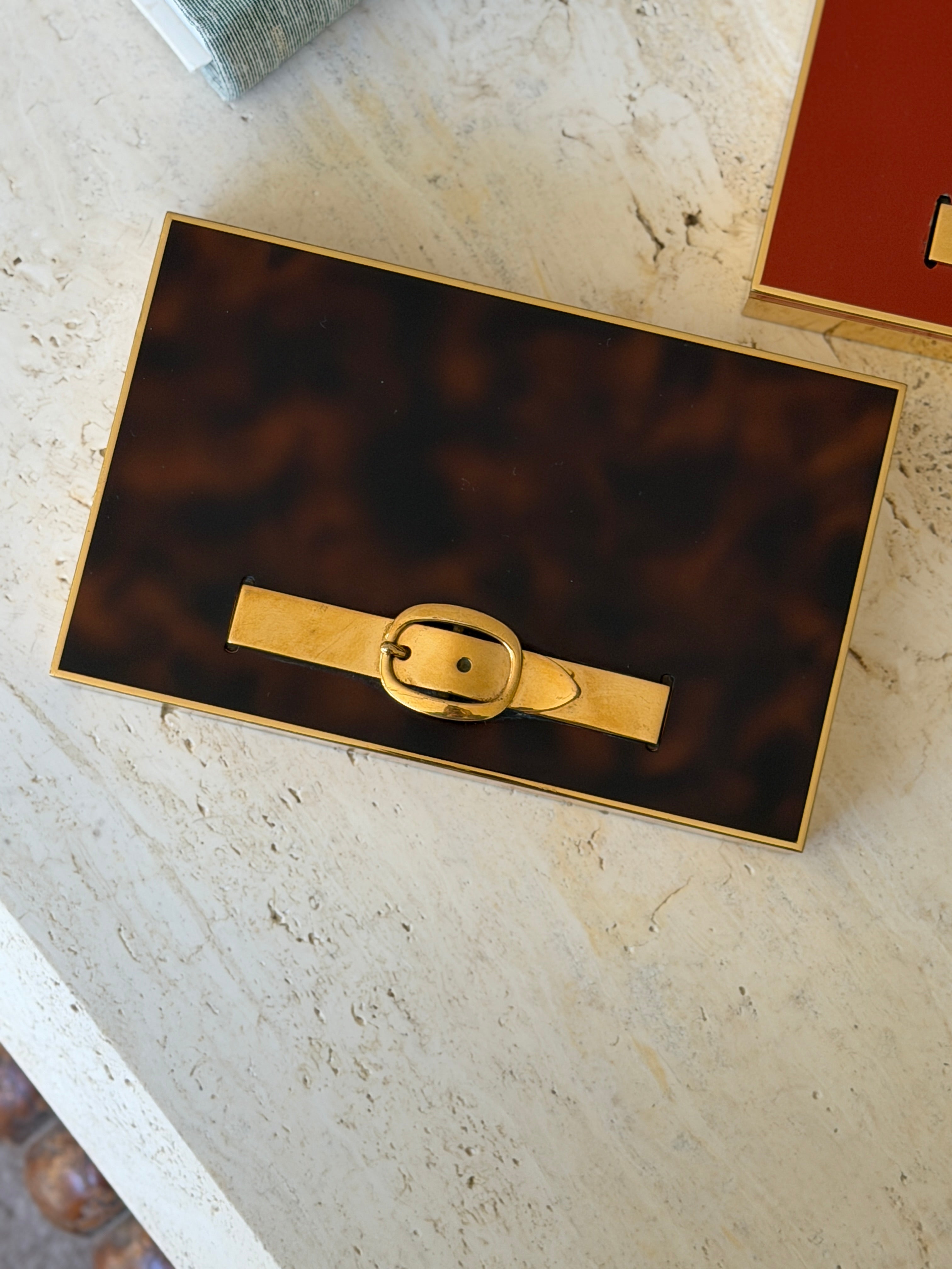 Hermes Belt Box by Maria Pergay in Brown Tortoiseshell Lacquer | Collectors Gene