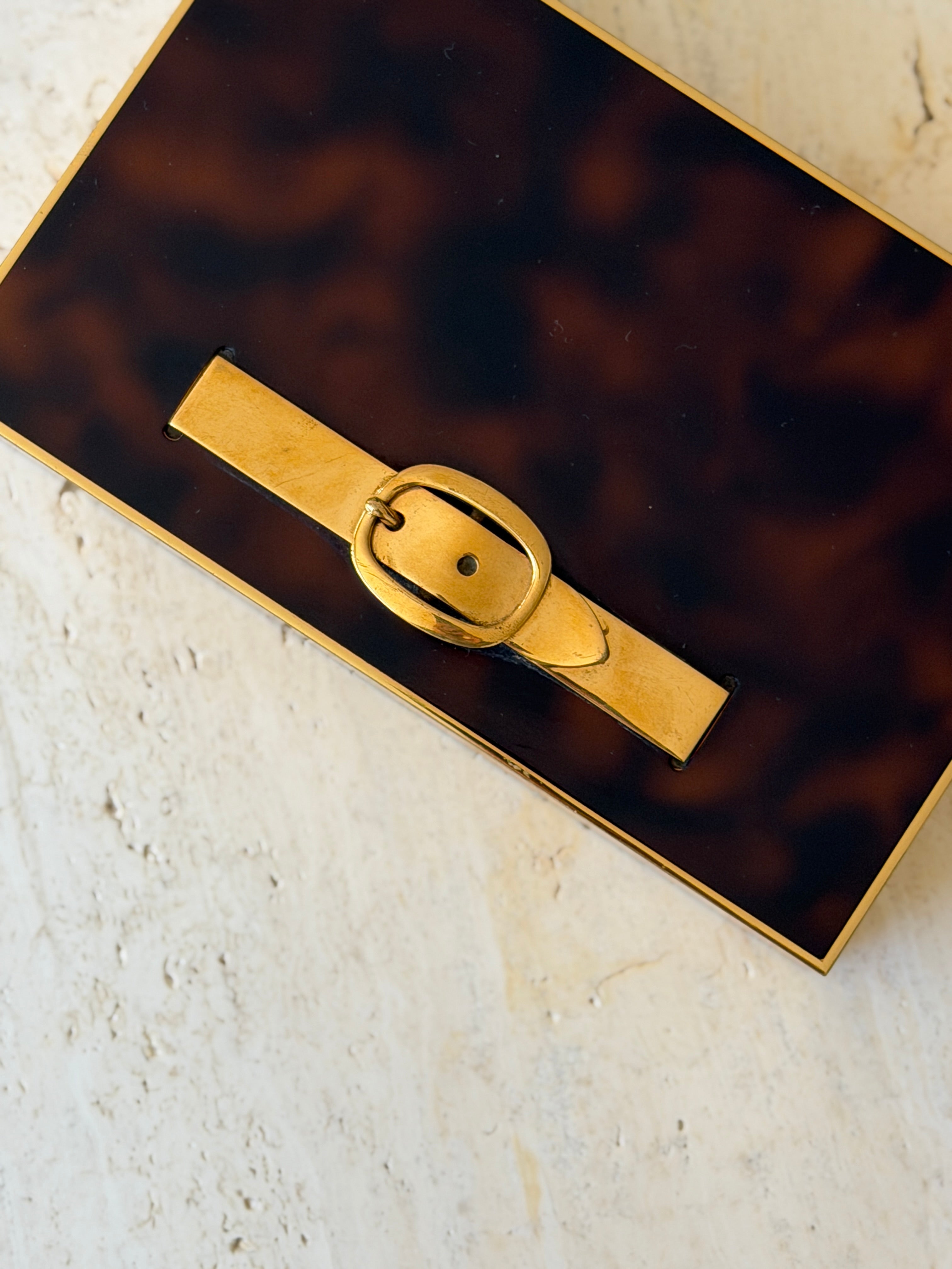 Hermes Belt Box by Maria Pergay in Brown Tortoiseshell Lacquer | Collectors Gene