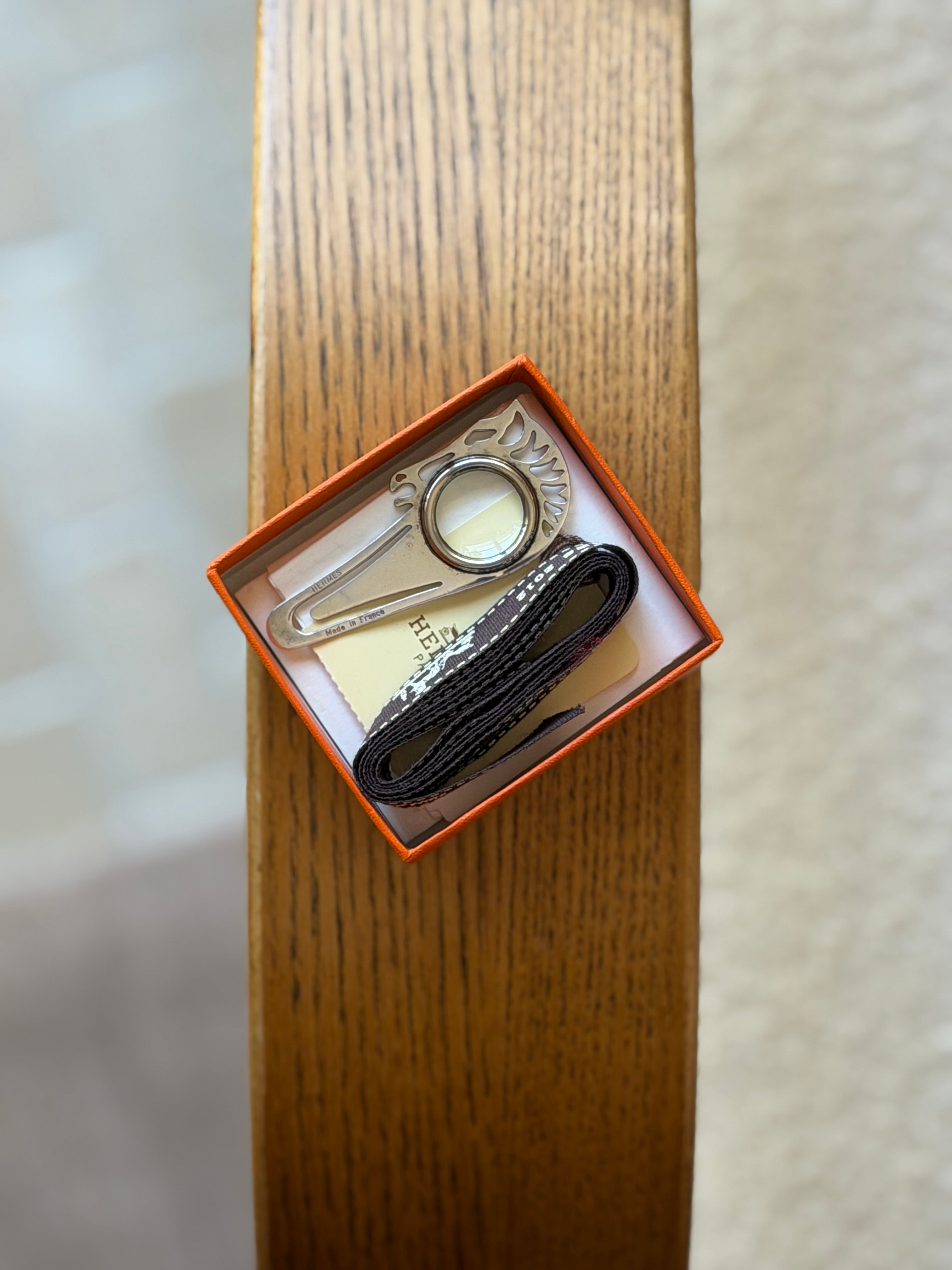 Hermès Cheval Horse Head Magnifying Glass & Bookmark with Box