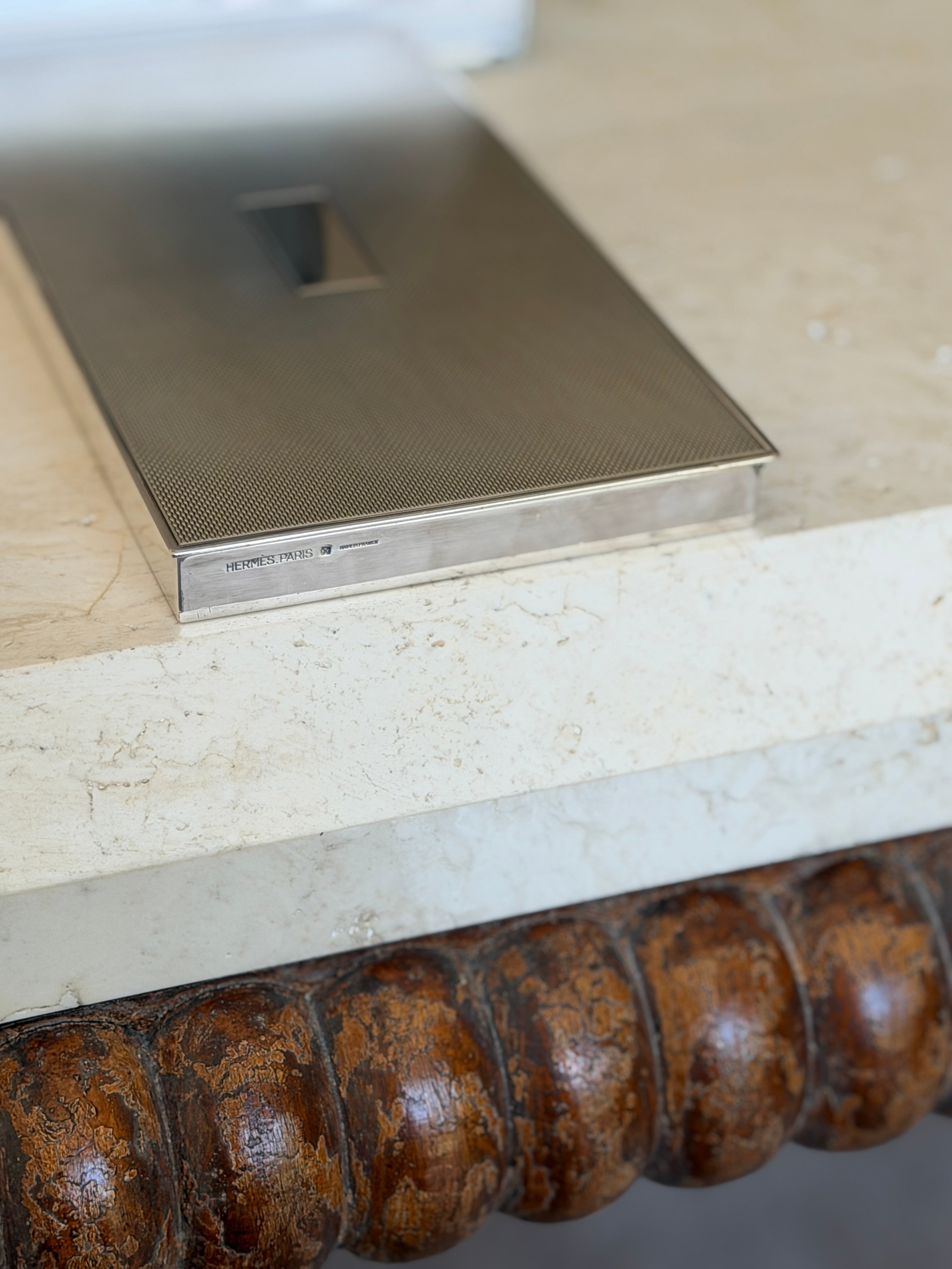 Hermes Engine-Turned Silver Plate Cedar Box | Collectors Gene