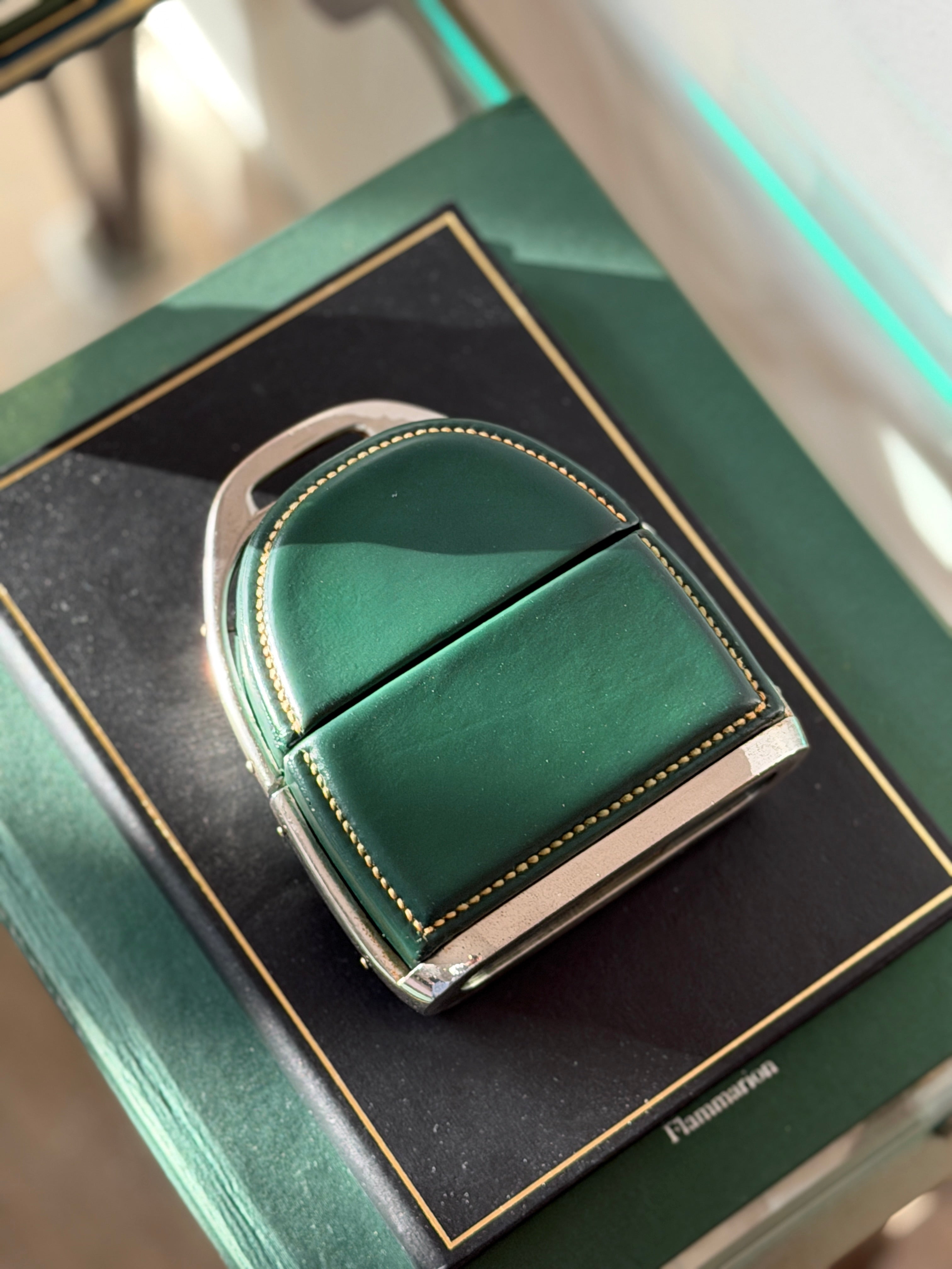 Hermes Green Leather Stirrup Box by Paul Dupre-Lafon