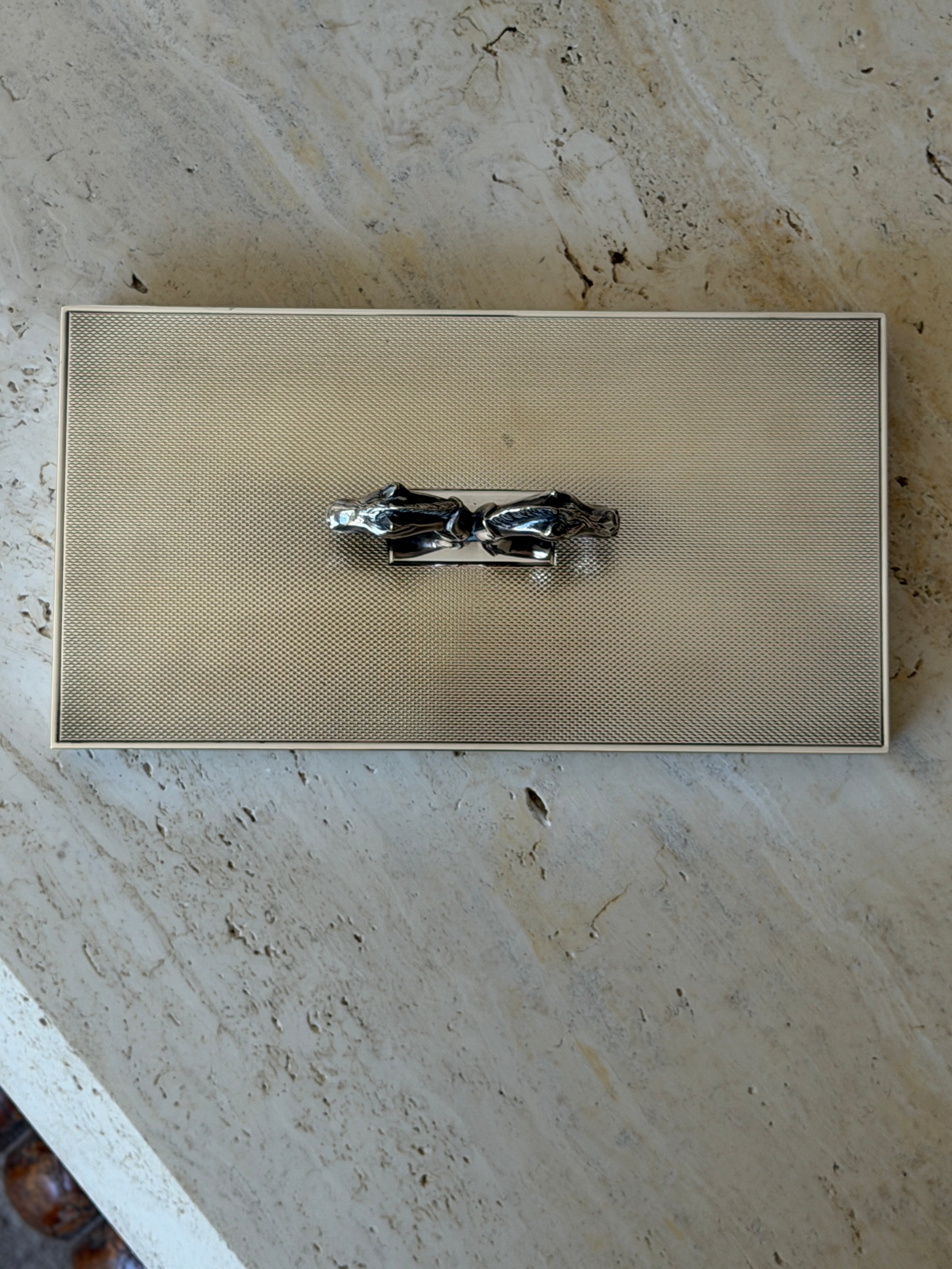 Hermes Horse Head Engine Turned Silver Plate Cedar Box | Collectors Gene