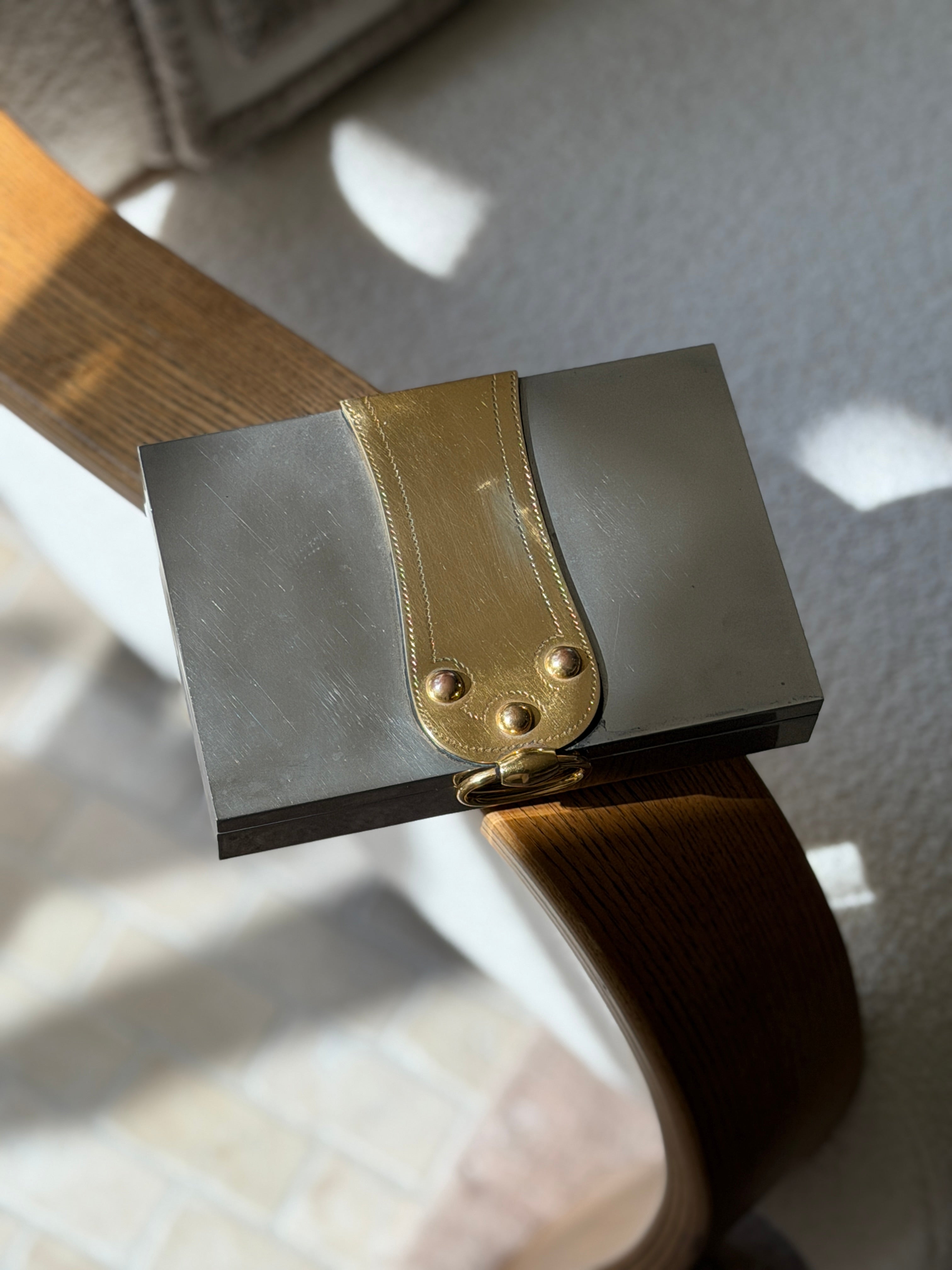 Hermes Silver Plated Box with Brass Harness Detail by Ravinet d Enfert | Collectors Gene