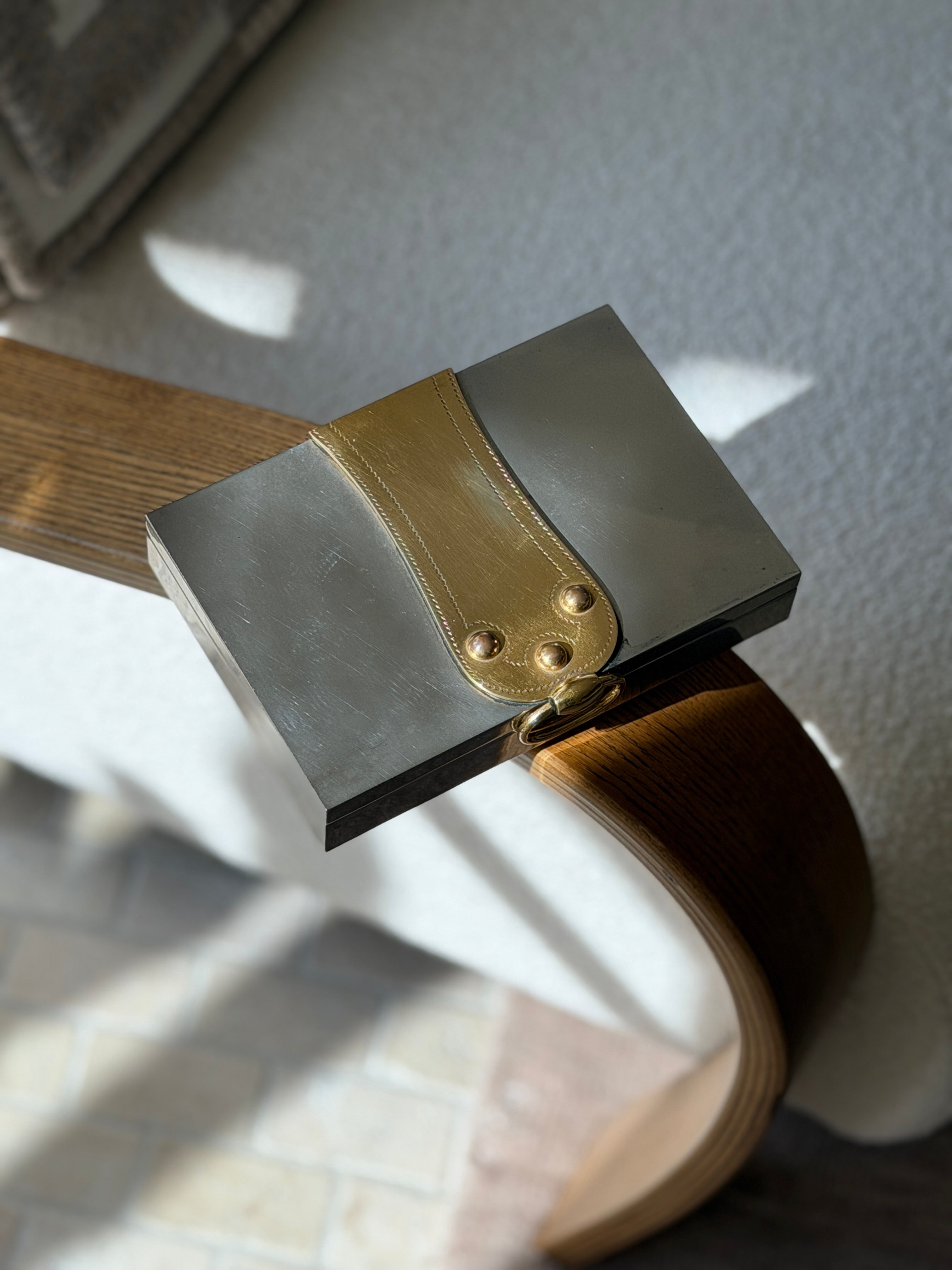 Hermes Silver Plated Box with Brass Harness Detail by Ravinet d Enfert | Collectors Gene