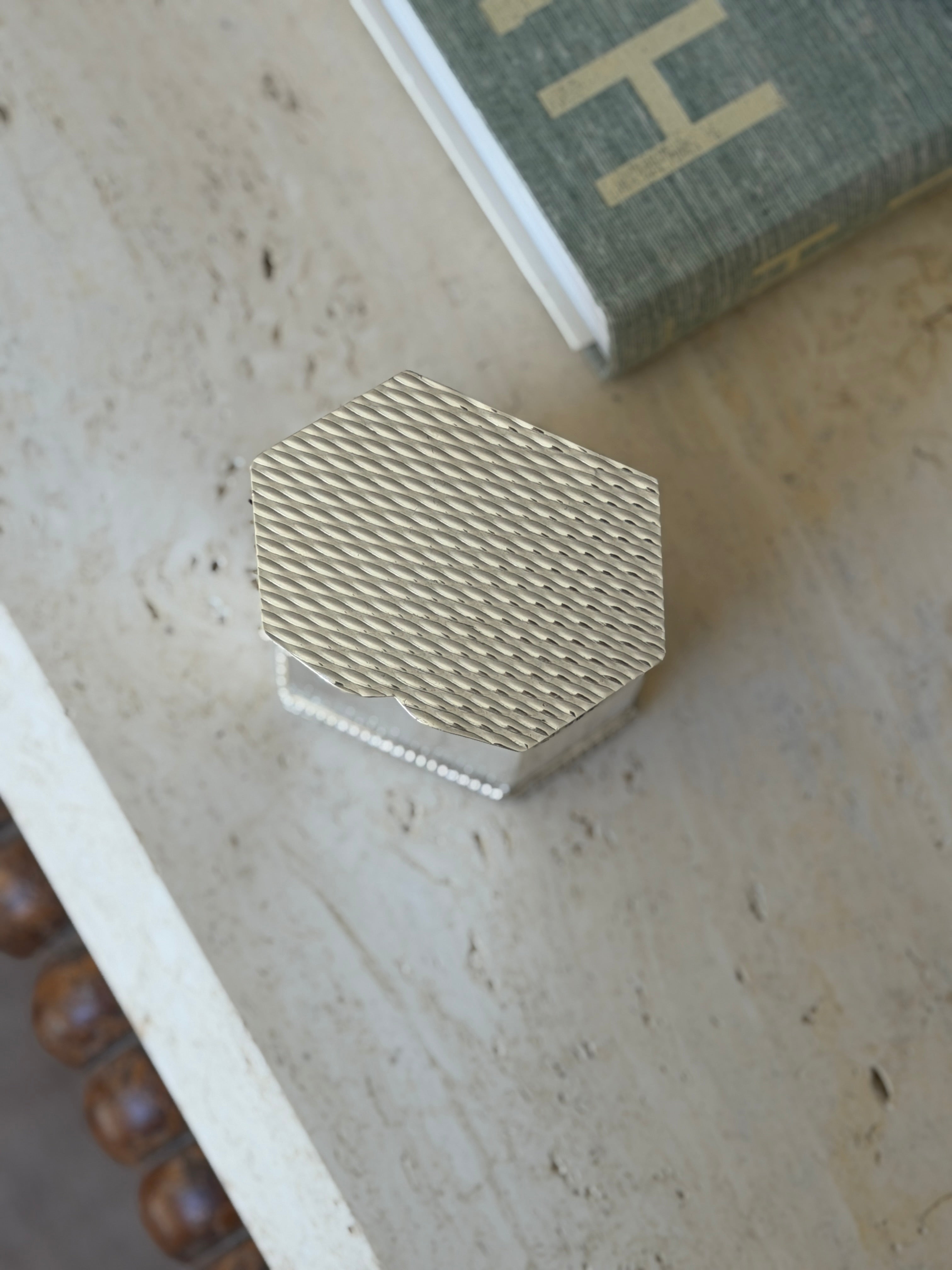 Hexagonal Silver Plated Tea Caddy by Roberts Hall Sheffield c.1920 | Collectors Gene