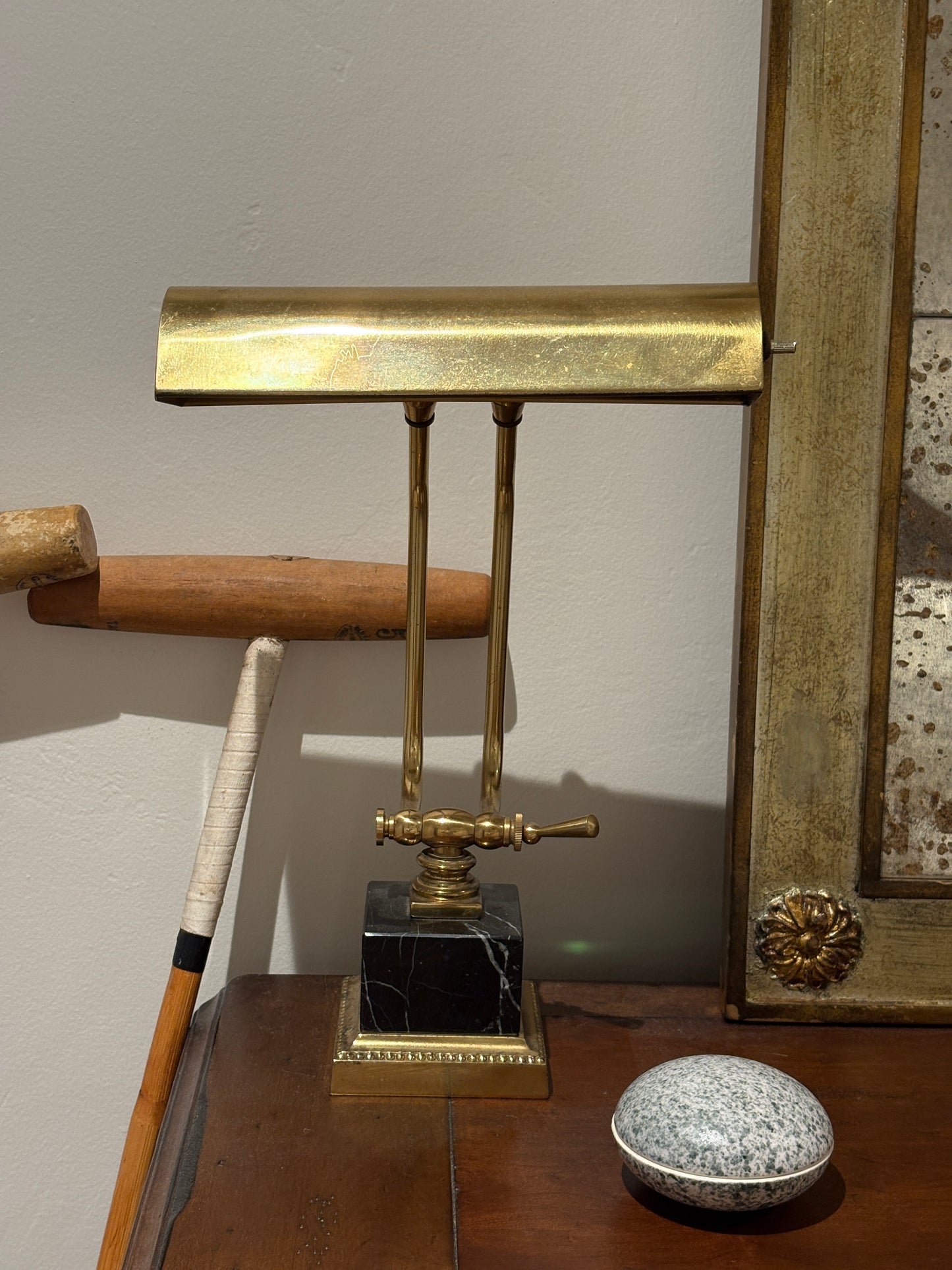 Brass & Marble Bankers Style Lamp