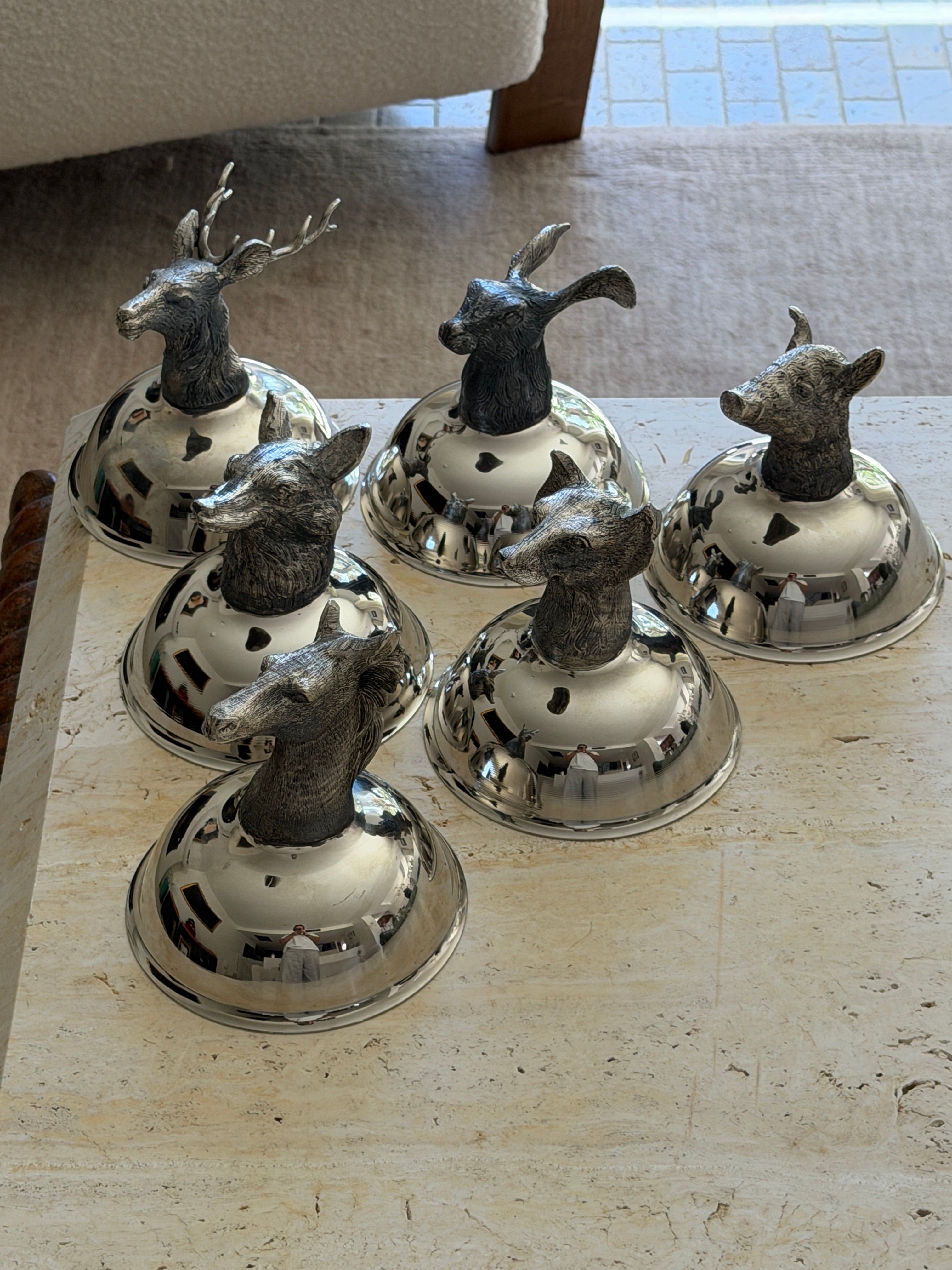 Italian Animal Head Stirrup Coupes - Set of 6