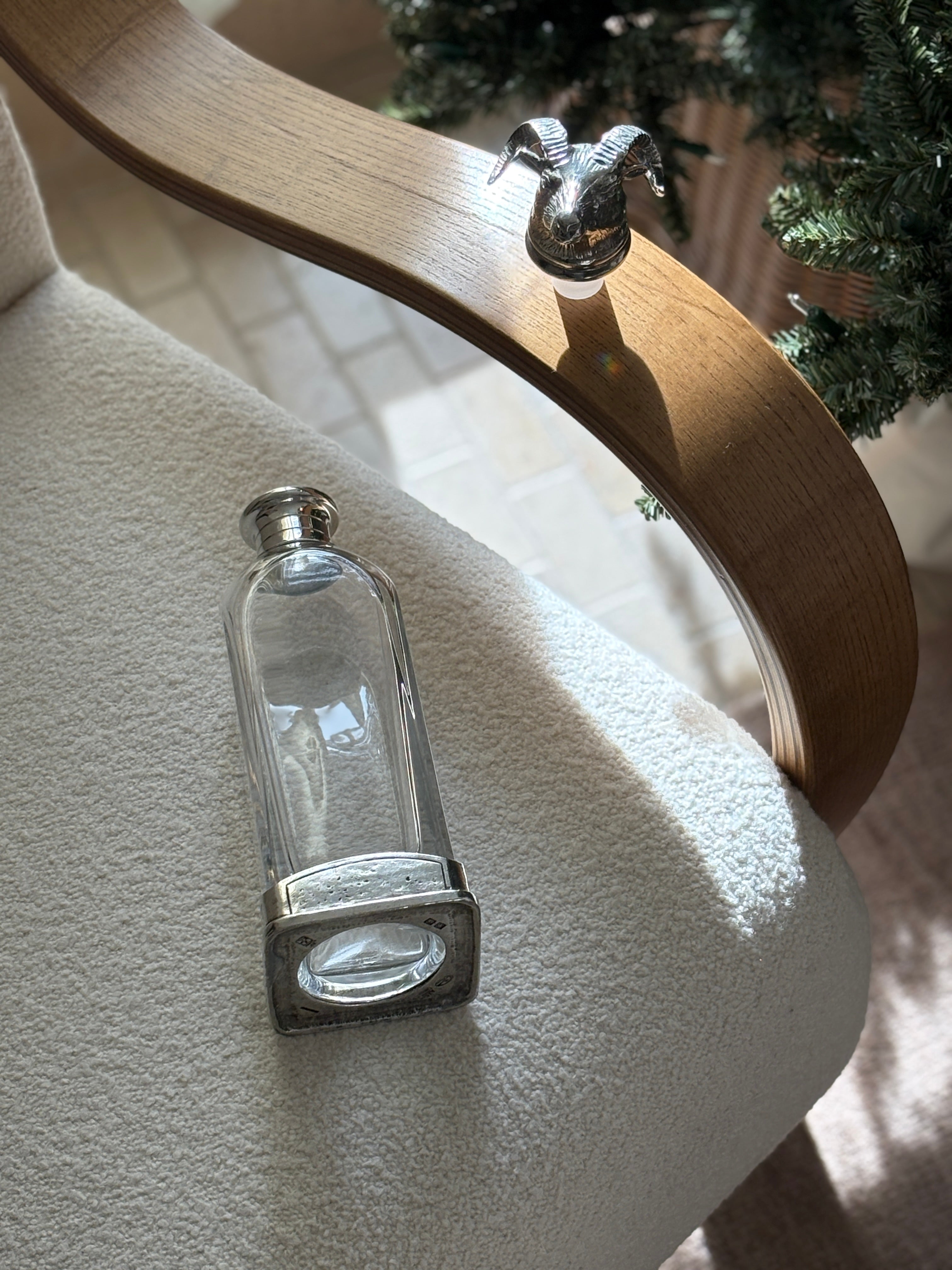 Italian Pewter & Glass Decanter with Rams Head Stopper | Collectors Gene