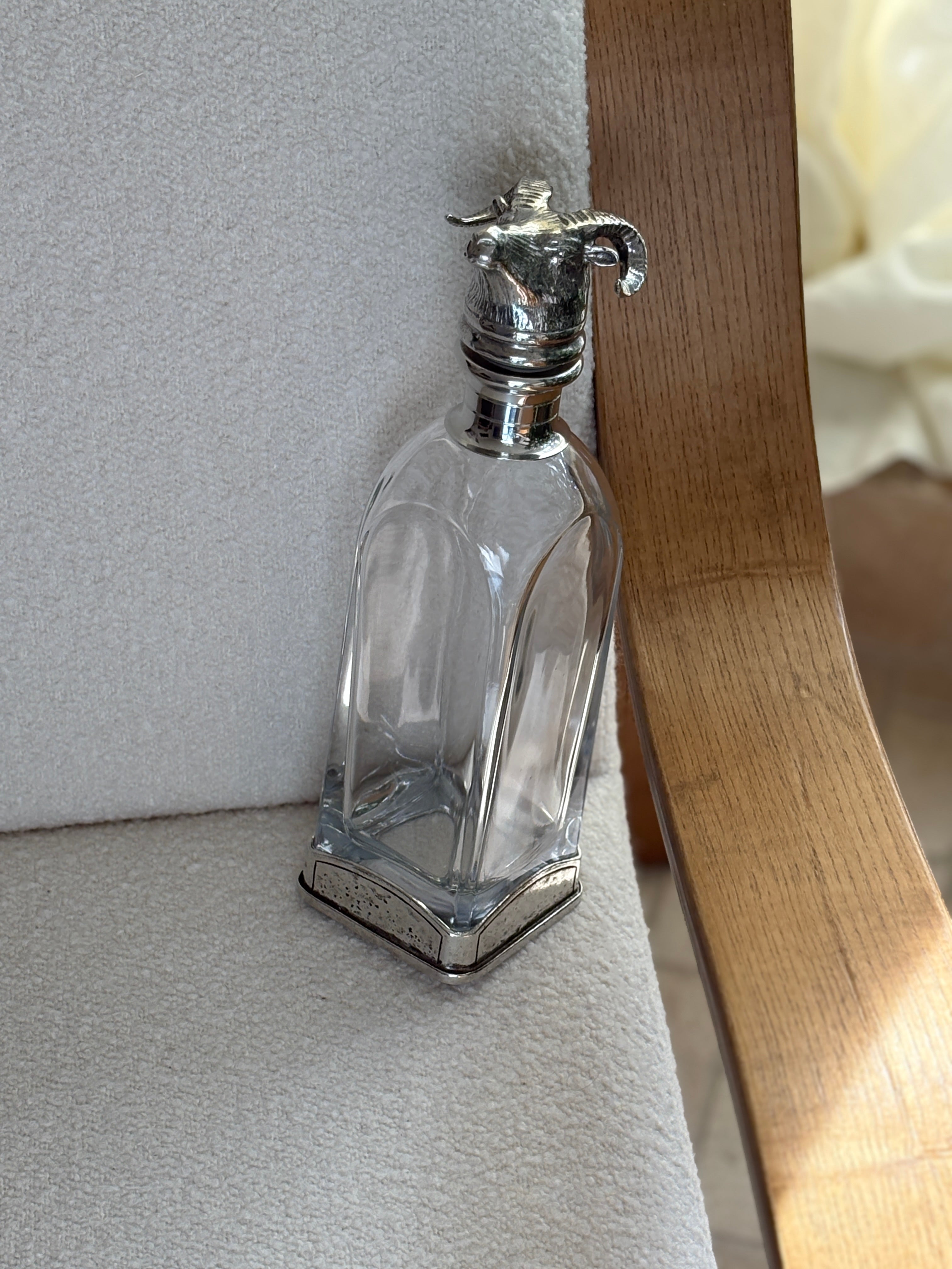 Italian Pewter & Glass Decanter with Rams Head Stopper | Collectors Gene