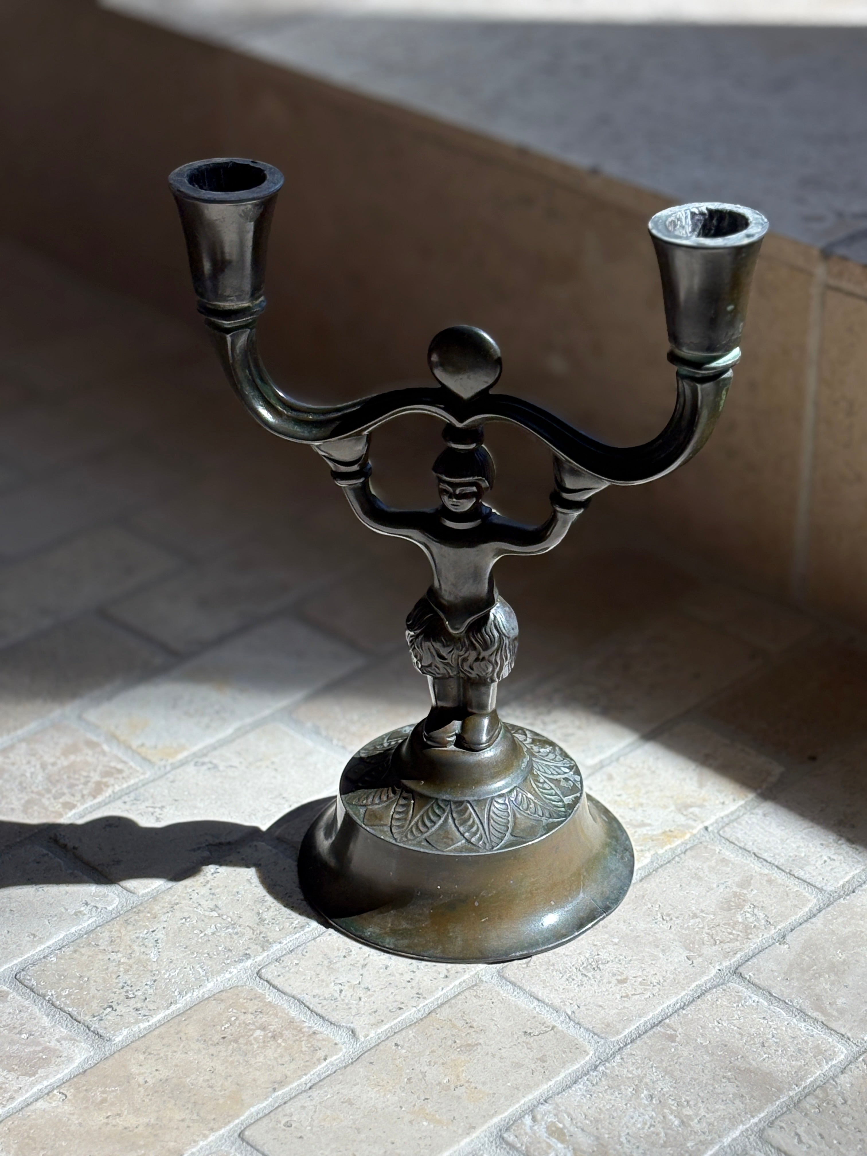 Just Andersen Figural Two-Arm Candelabra in Disko Metal | Collectors Gene