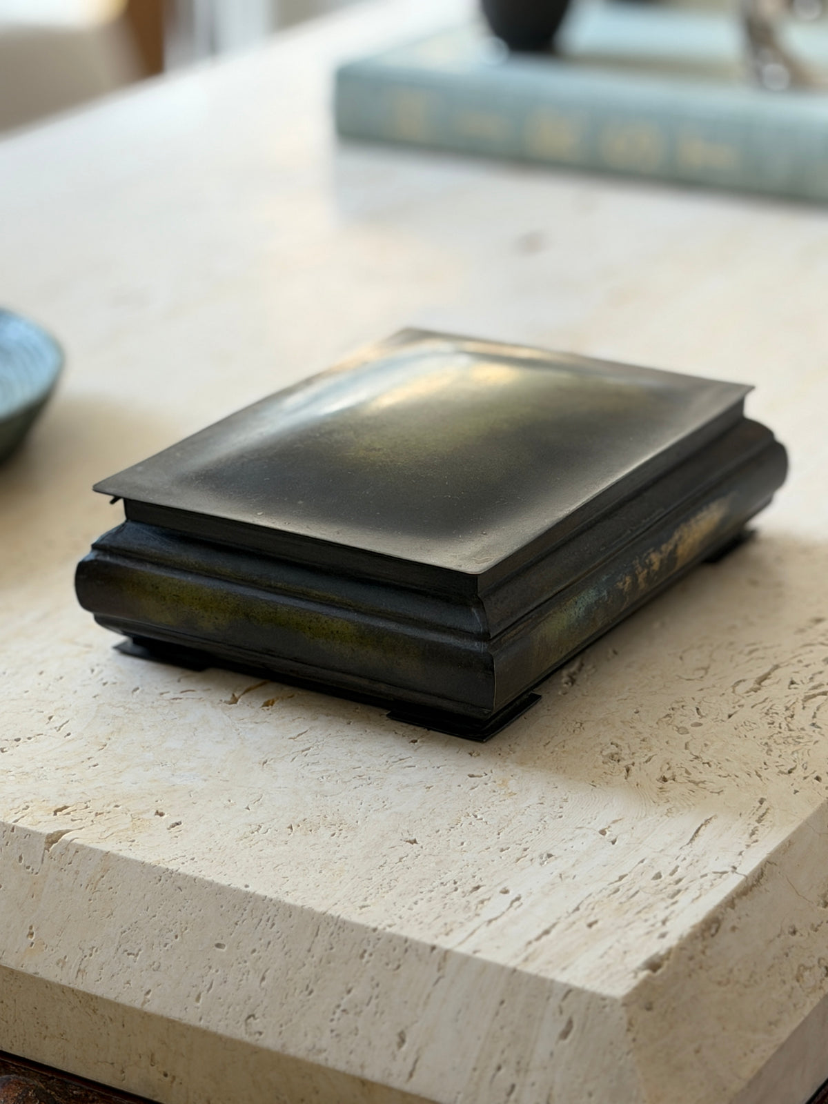 Large Danish Patinated Bronze Box with Wood Interior | Collectors Gene
