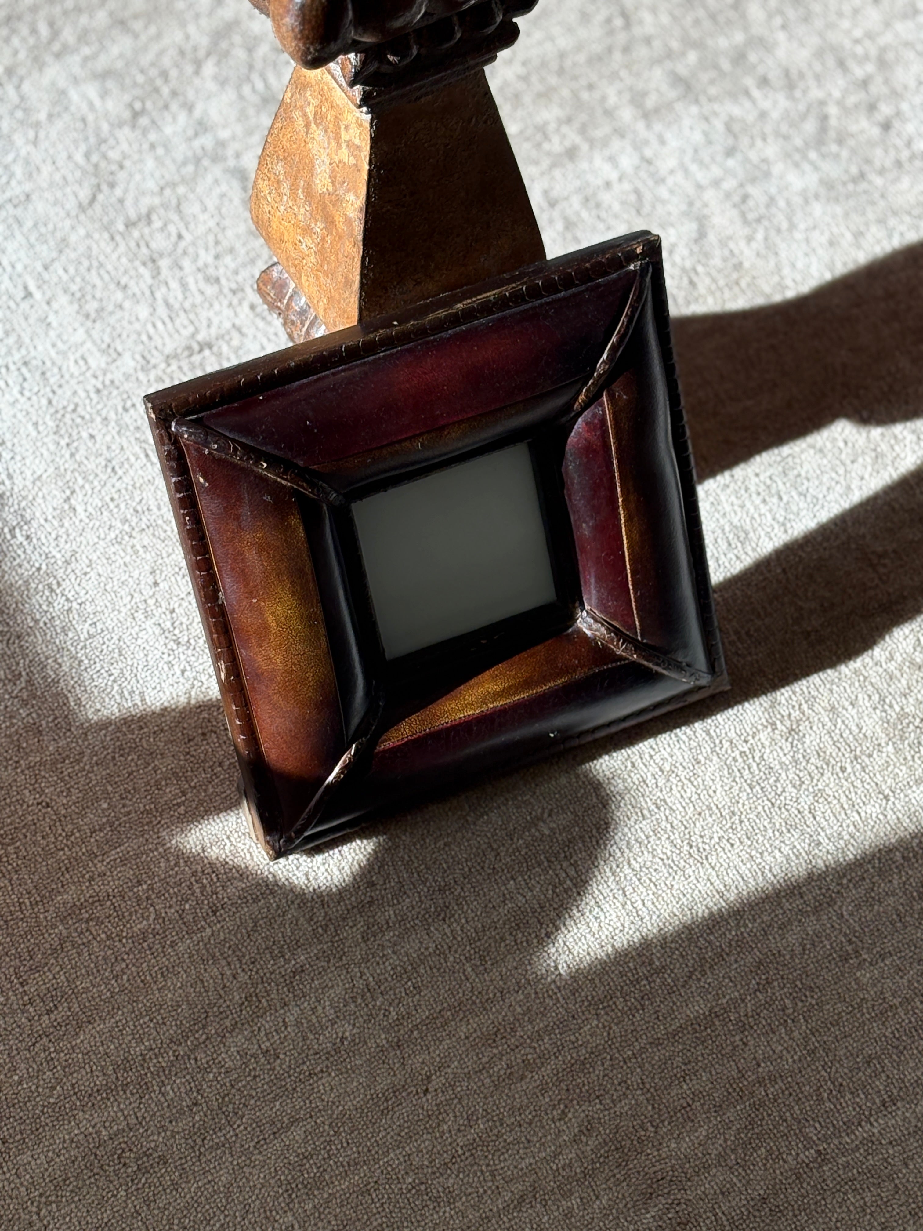 Patinated Leather Frame – Square, 3.5 x 3.5 Cutout | Collectors Gene