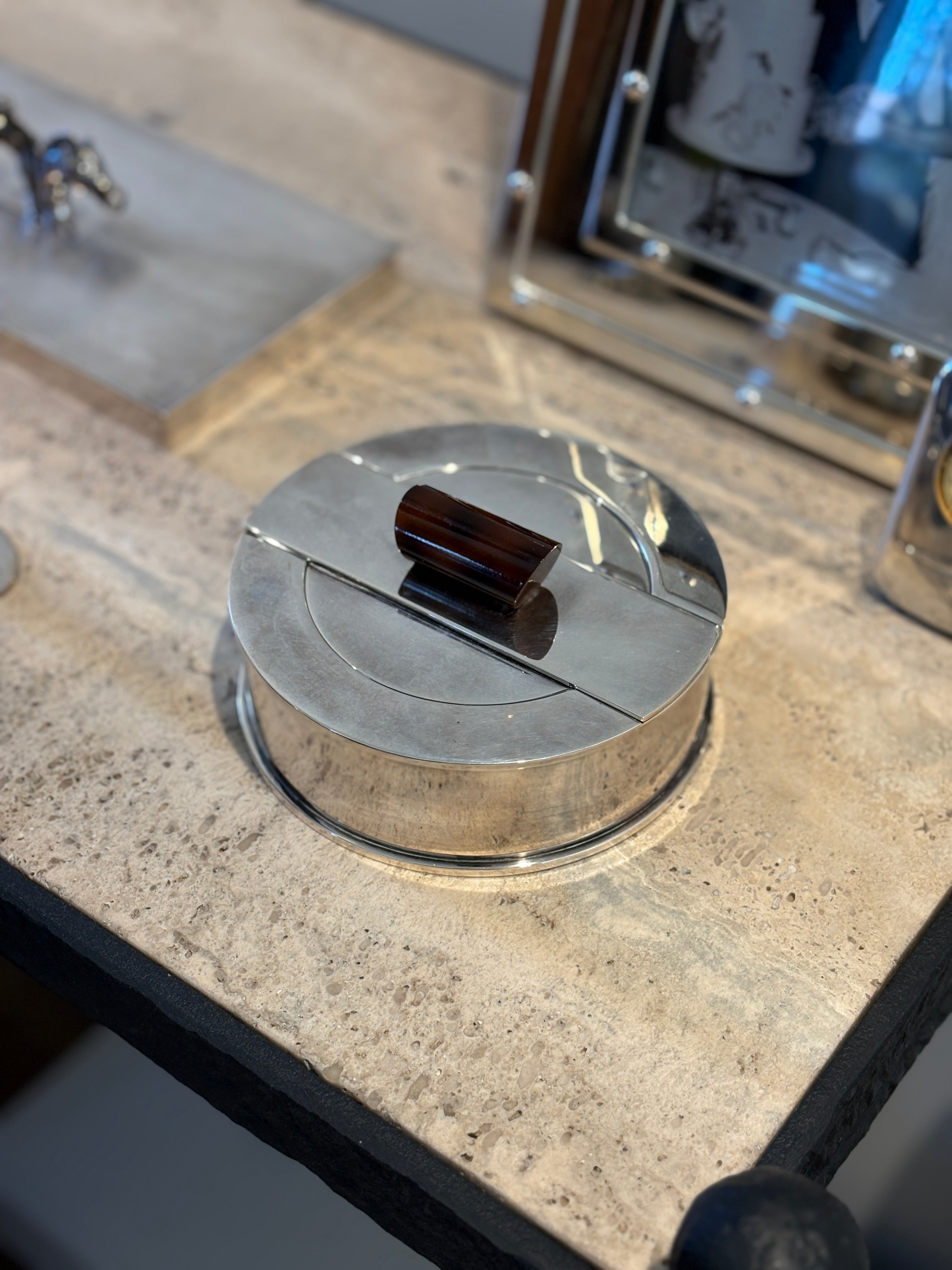 Puiforcat Art Deco Round Silver Plate & Tortoiseshell Box | Collectors Gene