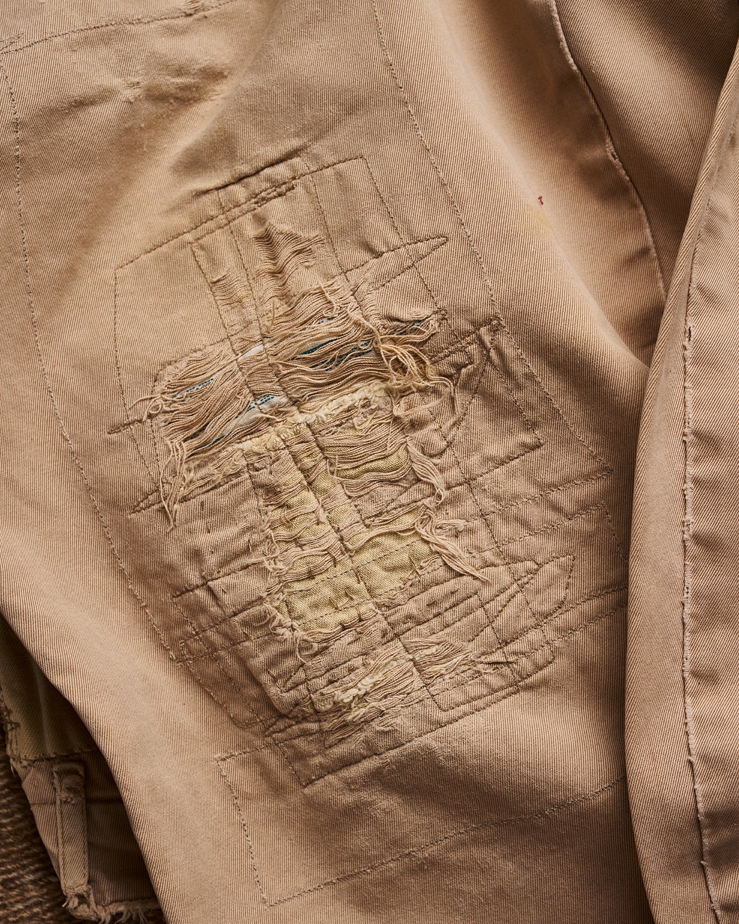 RRL Ralph Lauren Blue Patchwork Khakis | Doug Bihlmaier